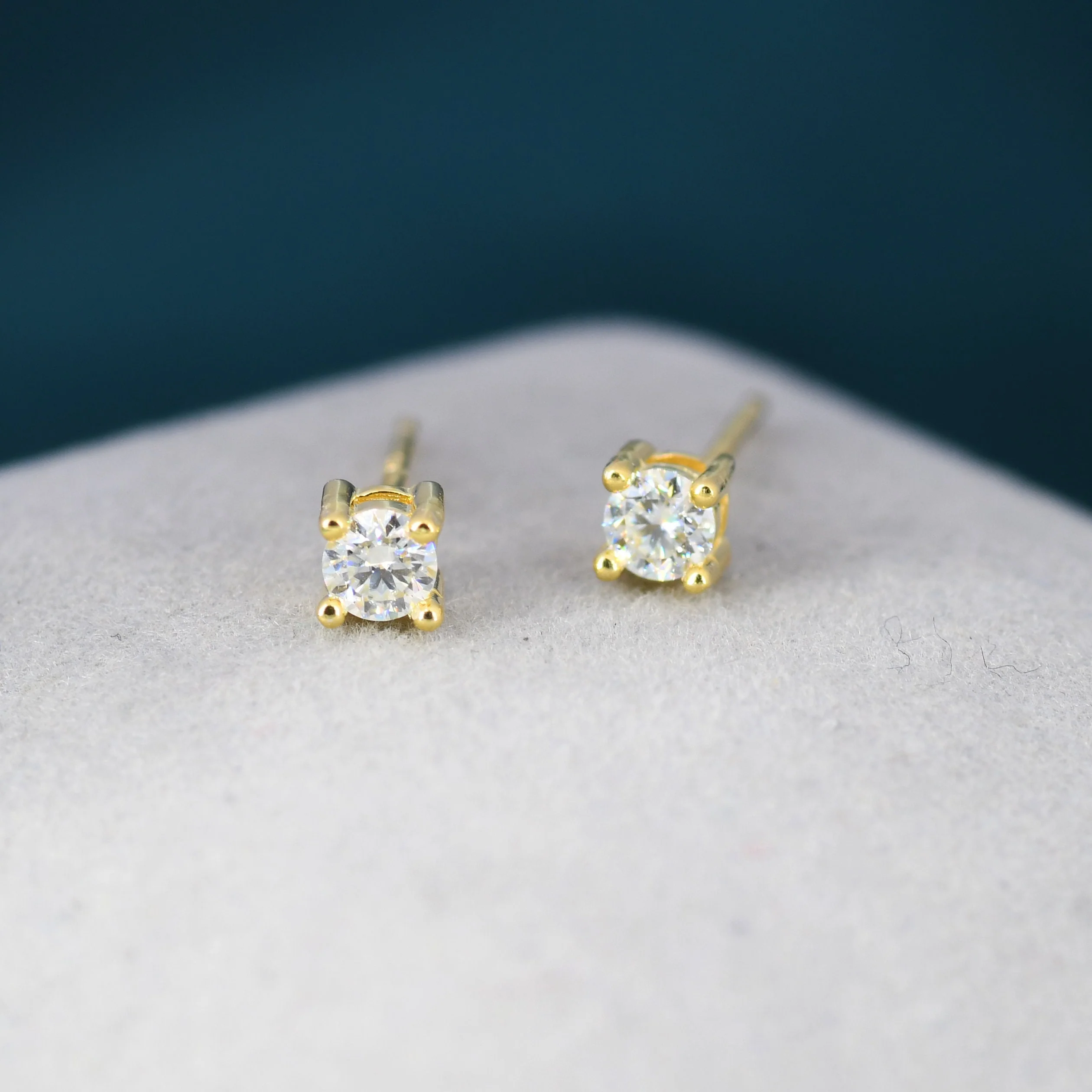 Moissanite Diamond Stud Earrings in Sterling Silver, Available in 3mm, 5mm 6mm, Brilliant Cut Earrings, Four Prong Set - Image 7