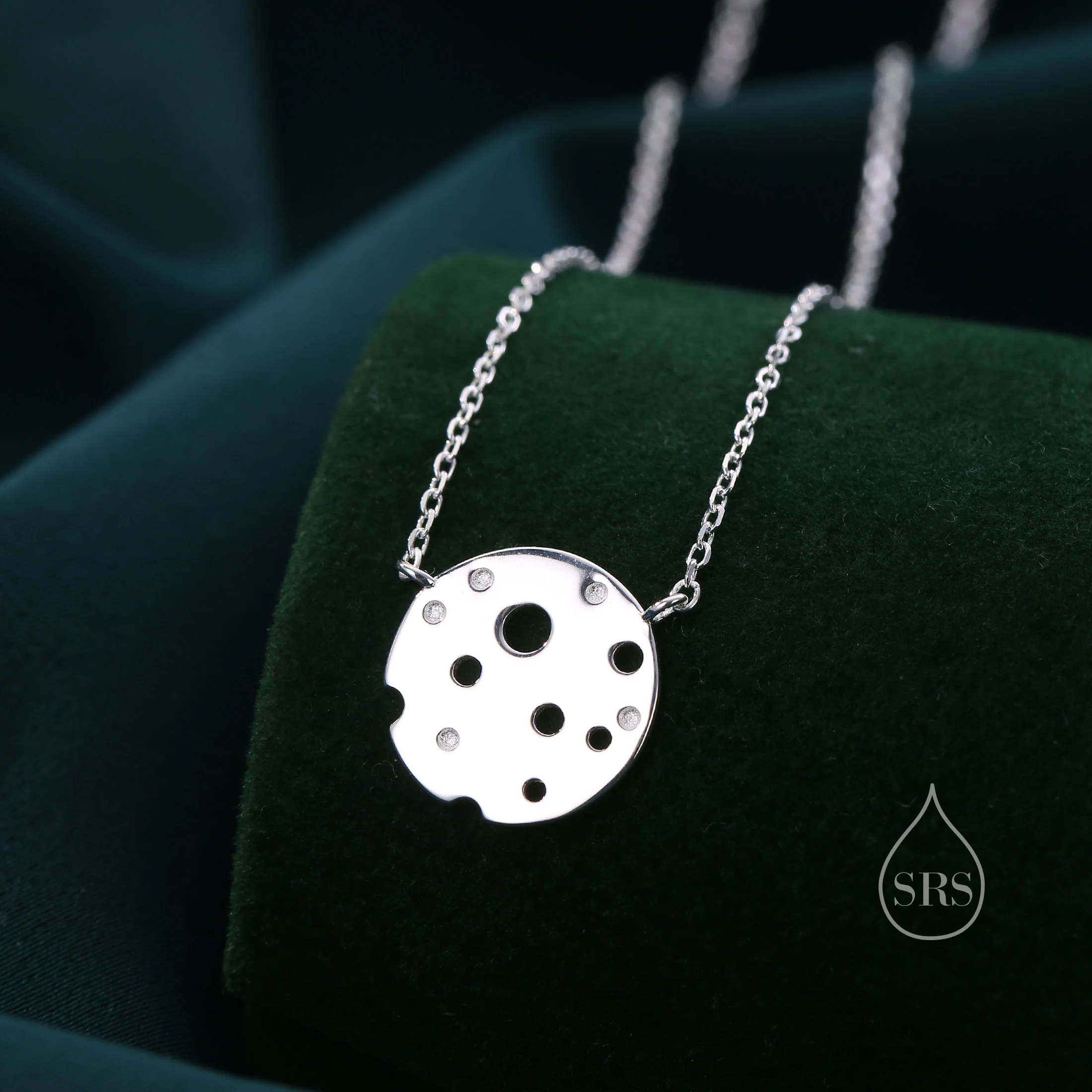 Moon Crater Necklace in Sterling Silver, Silver or Gold, Adjustable 16'' - 18''; - Cute Quirky and Fun Jewellery, Full Moon Necklace