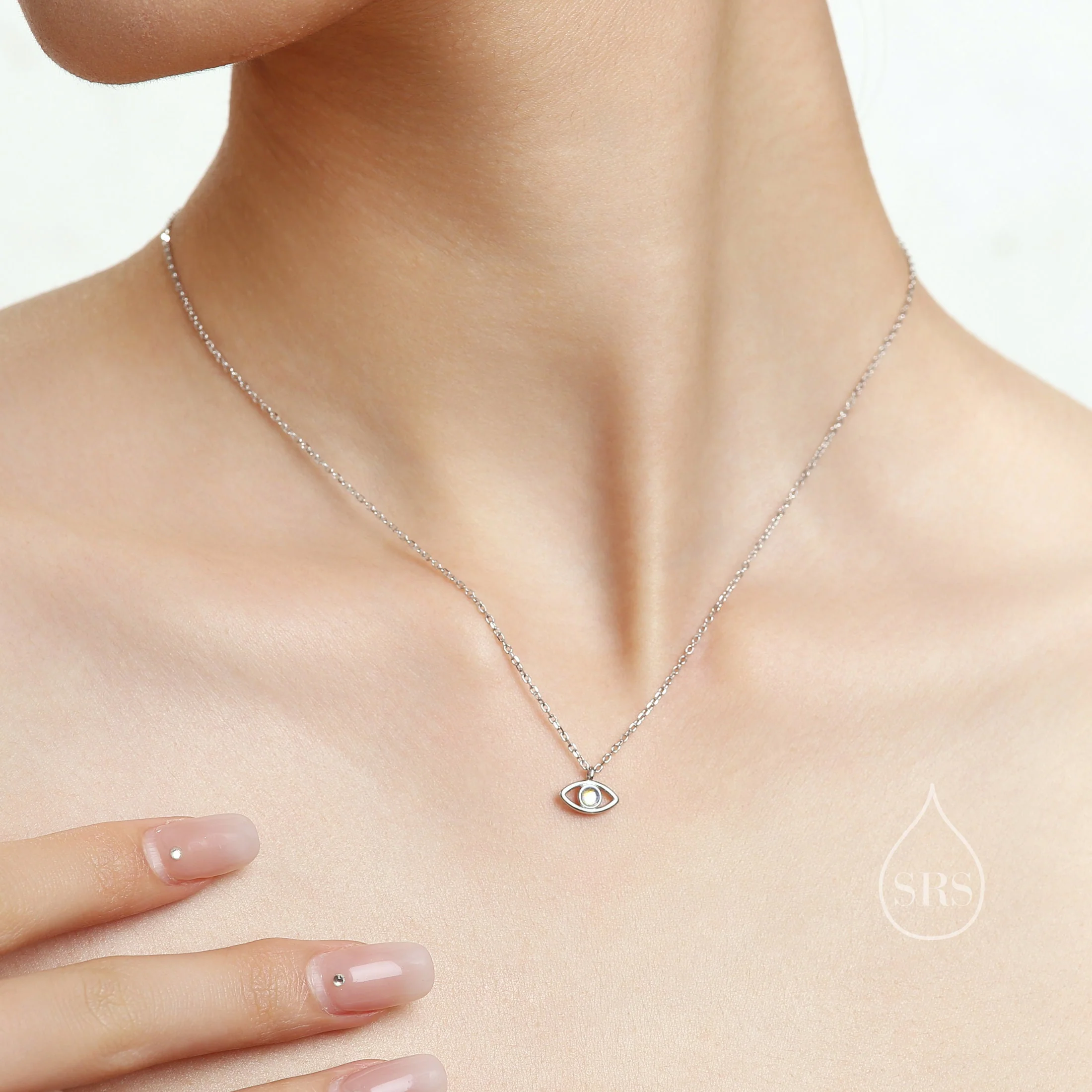 Moonstone Eye Pendant Necklace in Sterling Silver, Silver or Gold, Evil Eye Pendant Necklace, Cat Necklace, Eye Necklace - Image 5
