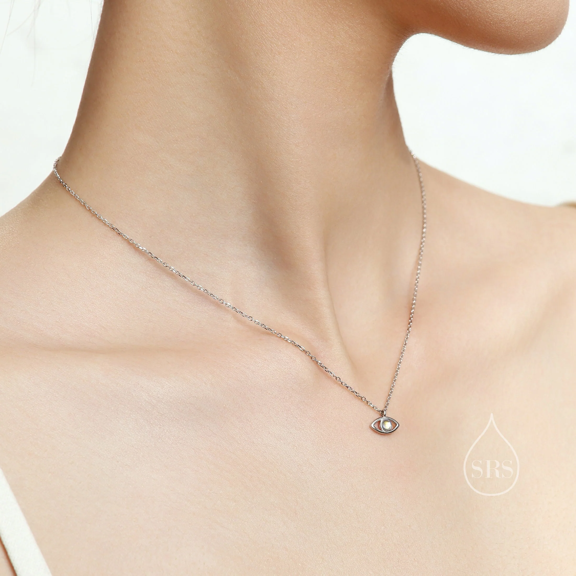 Moonstone Eye Pendant Necklace in Sterling Silver, Silver or Gold, Evil Eye Pendant Necklace, Cat Necklace, Eye Necklace - Image 6