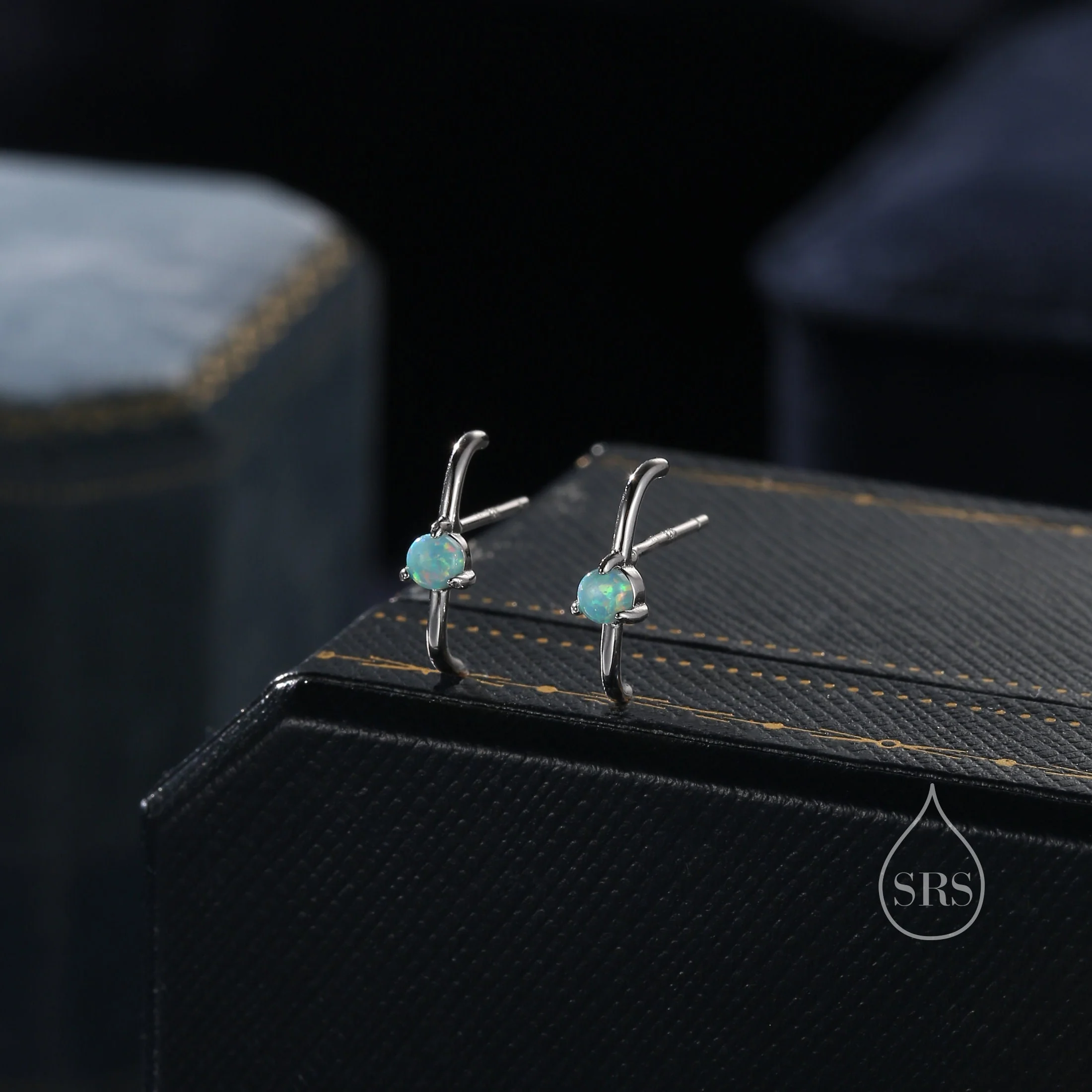 Single Piercing Moonstone or Opal Skinny Earlobe Cuff Earring in Sterling Silver,  Lobe Cuff, Silver or Gold or Rose Gold - Image 5