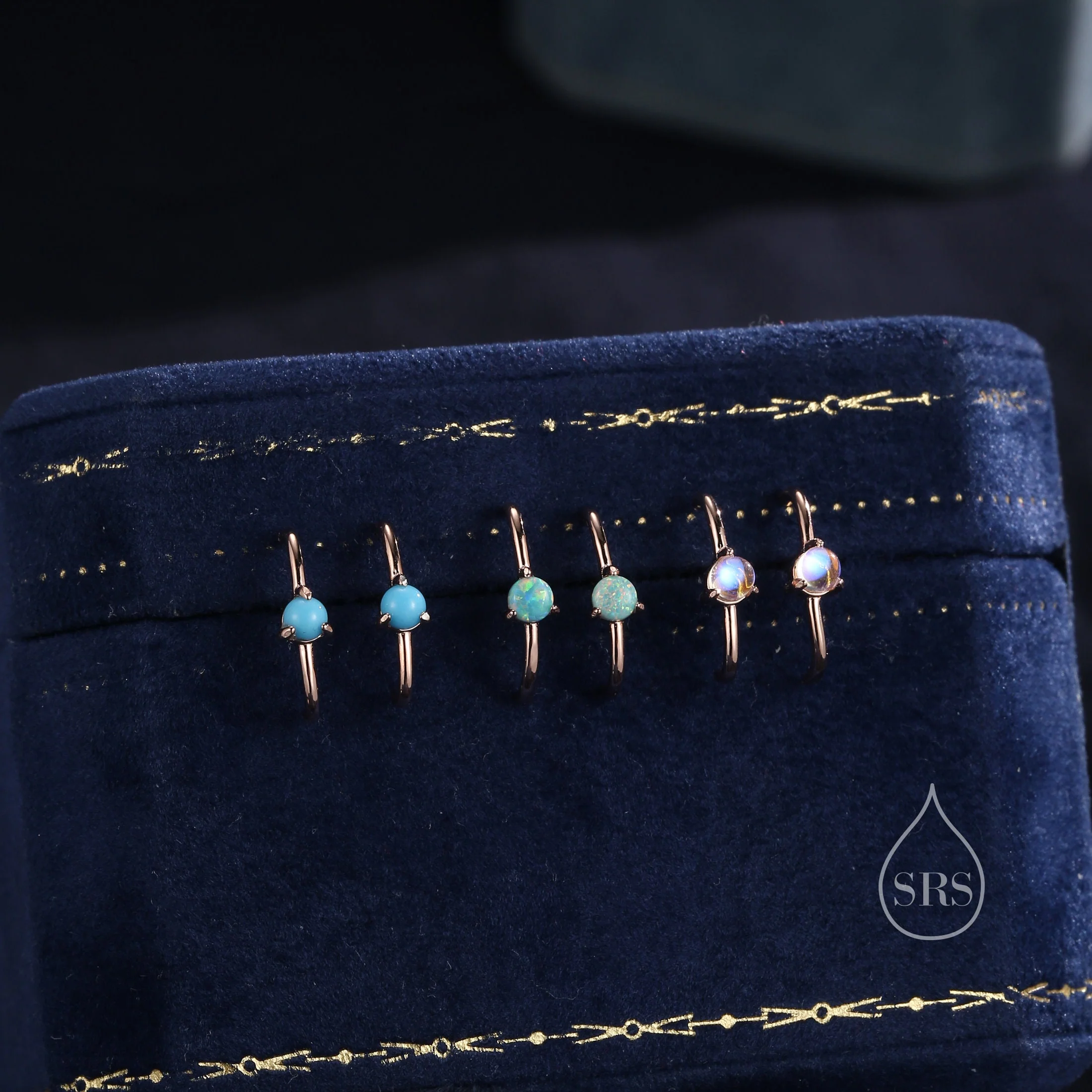 Single Piercing Moonstone or Opal Skinny Earlobe Cuff Earring in Sterling Silver,  Lobe Cuff, Silver or Gold or Rose Gold - Image 7