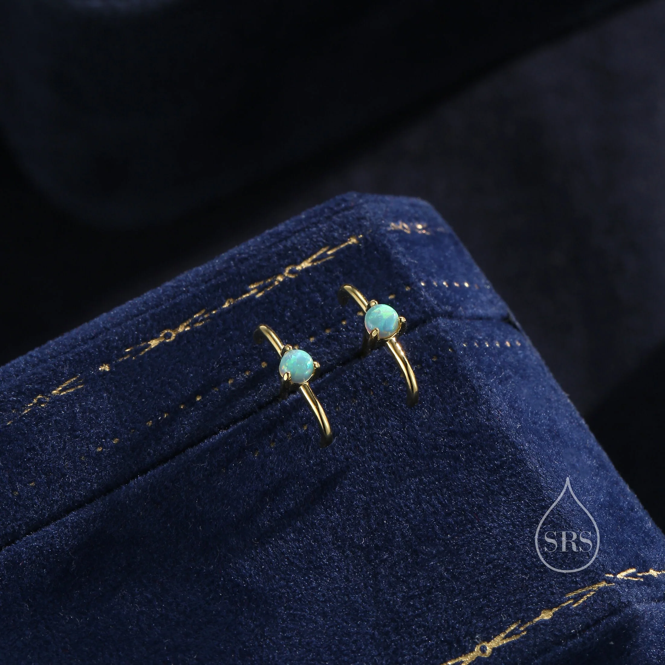 Single Piercing Moonstone or Opal Skinny Earlobe Cuff Earring in Sterling Silver,  Lobe Cuff, Silver or Gold or Rose Gold - Image 9
