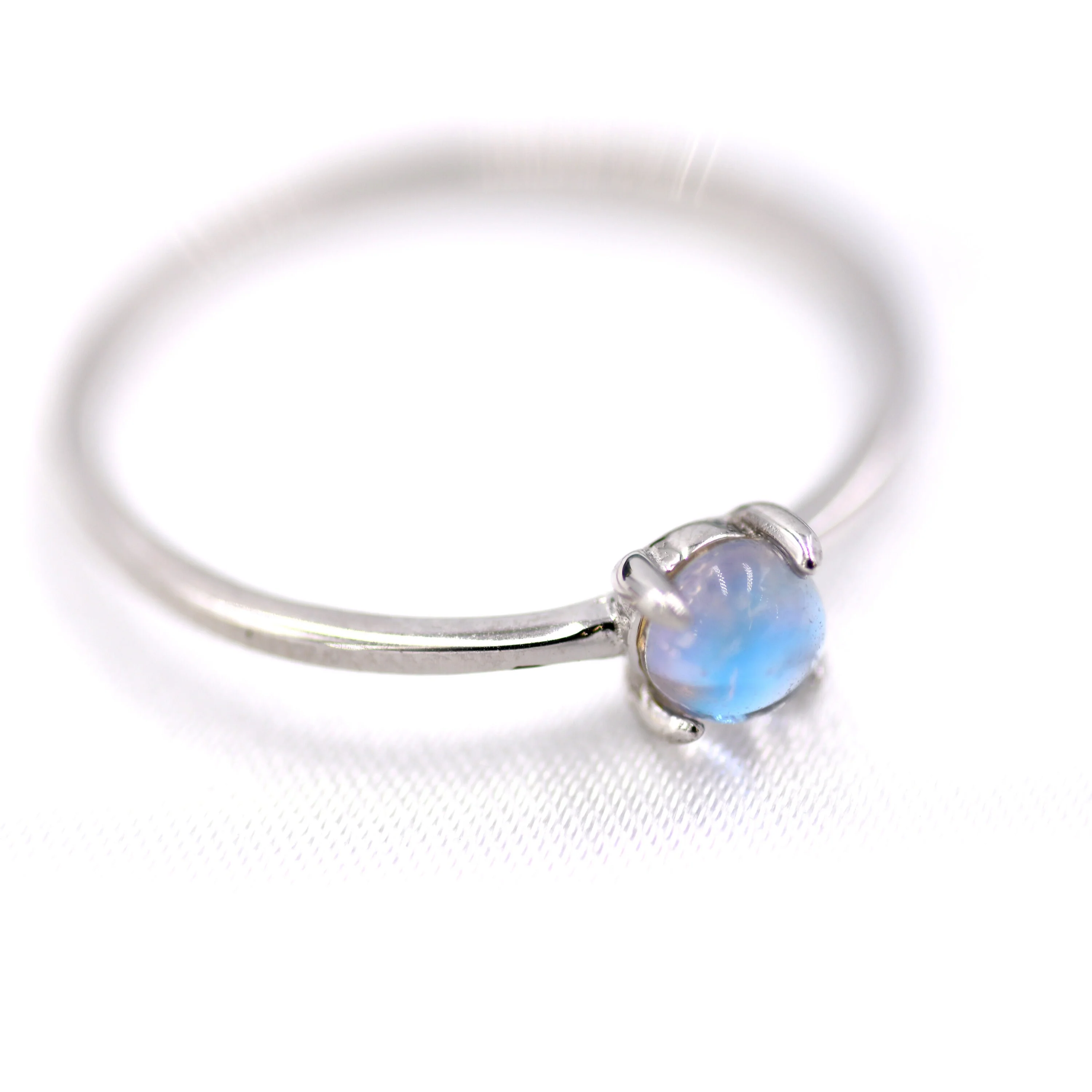 Moonstone Ring and Tiara Ring in Sterling Silver, Mermaid Crystal Ring, Minimalist Aurora Ring, US 5 - 8 - Image 3