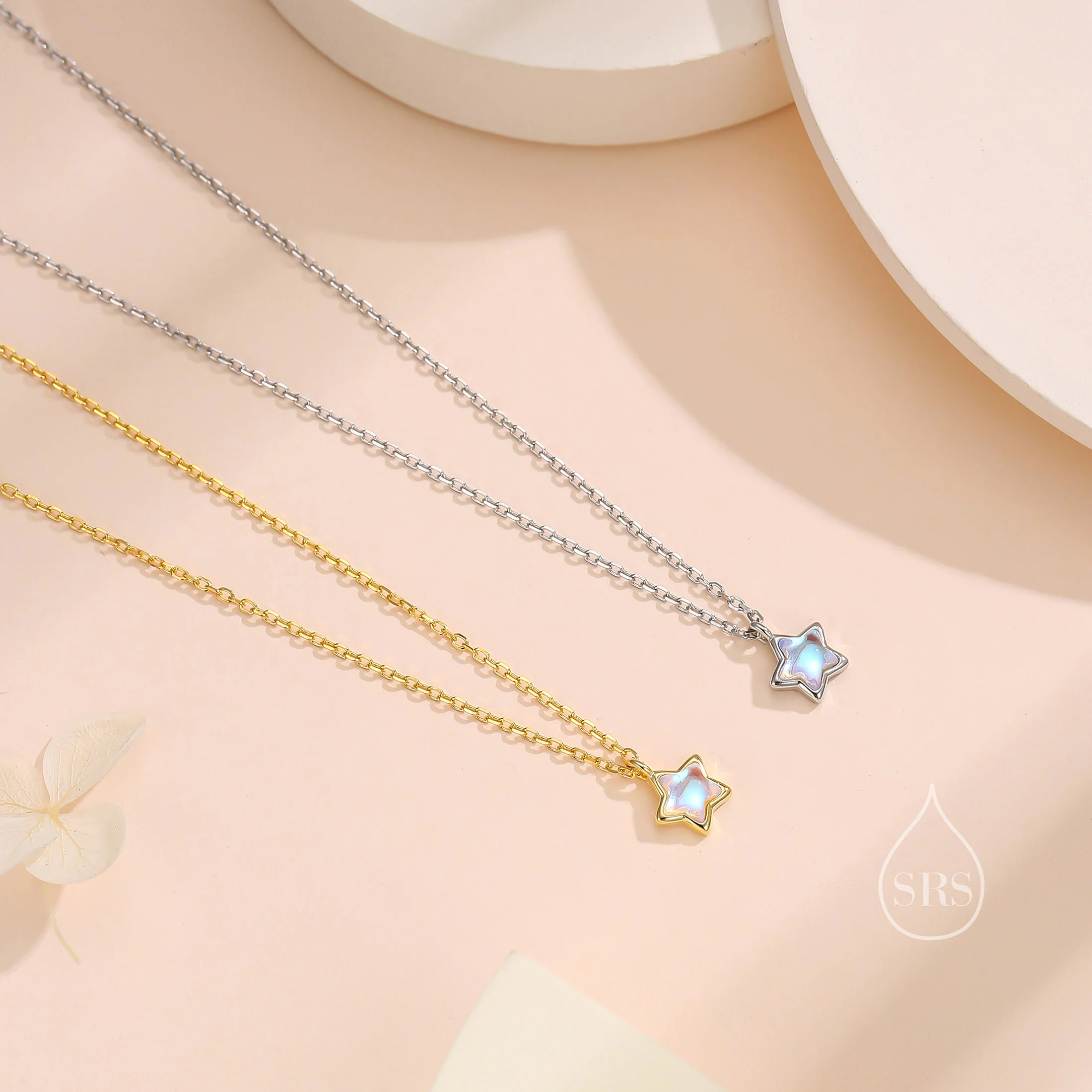 Moonstone Star Pendant Necklace in Sterling Silver, Silver or Gold, Aurora Star Necklace, Moonstone Star Necklace - Image 4