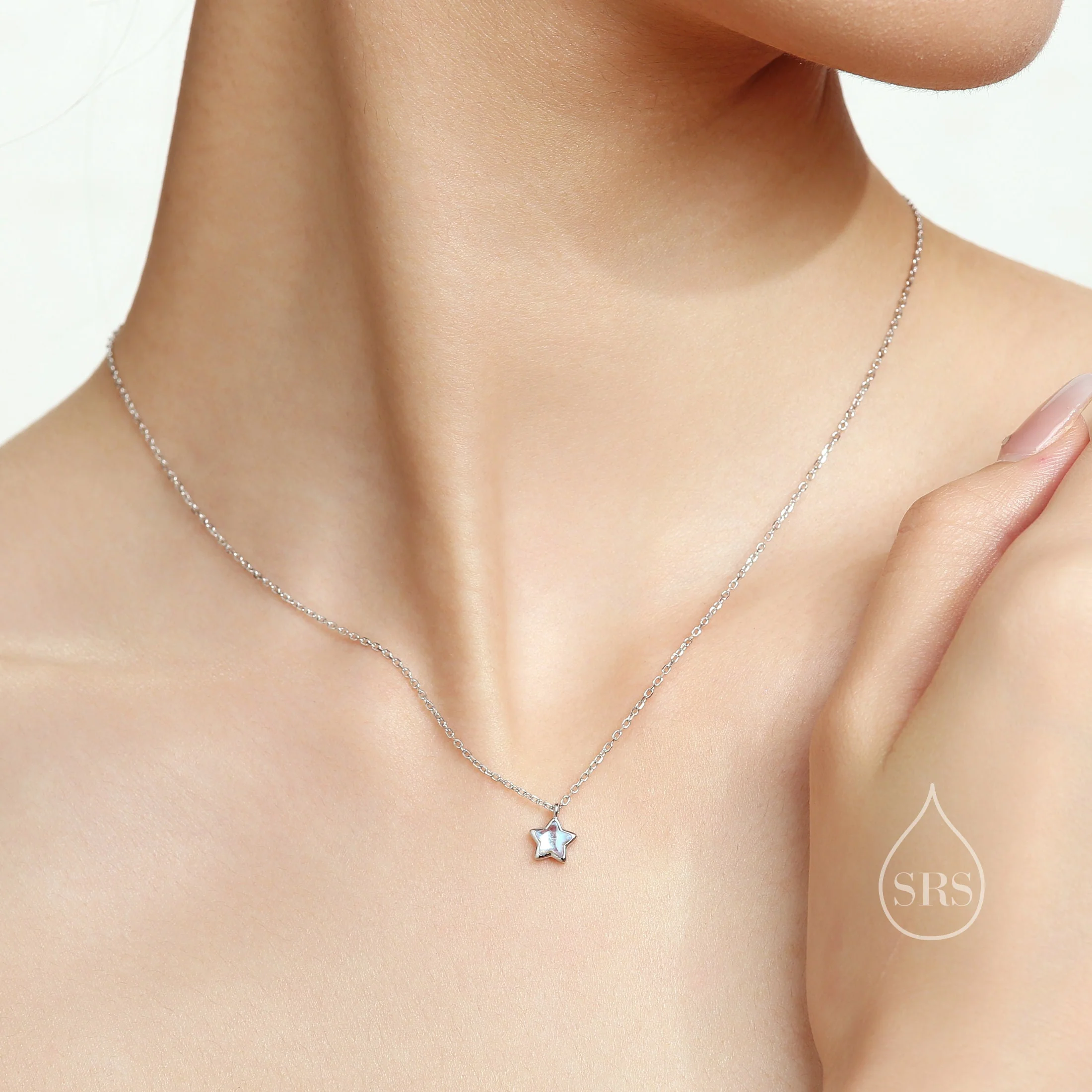 Moonstone Star Pendant Necklace in Sterling Silver, Silver or Gold, Aurora Star Necklace, Moonstone Star Necklace - Image 5