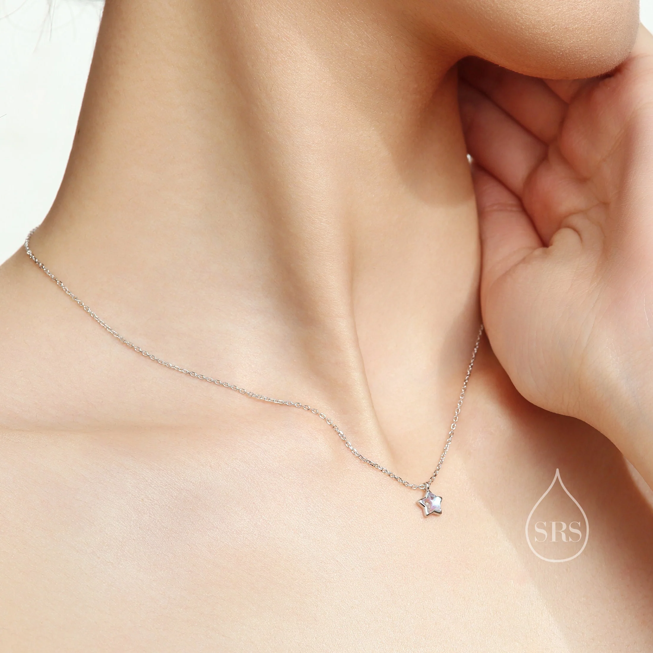 Moonstone Star Pendant Necklace in Sterling Silver, Silver or Gold, Aurora Star Necklace, Moonstone Star Necklace - Image 6