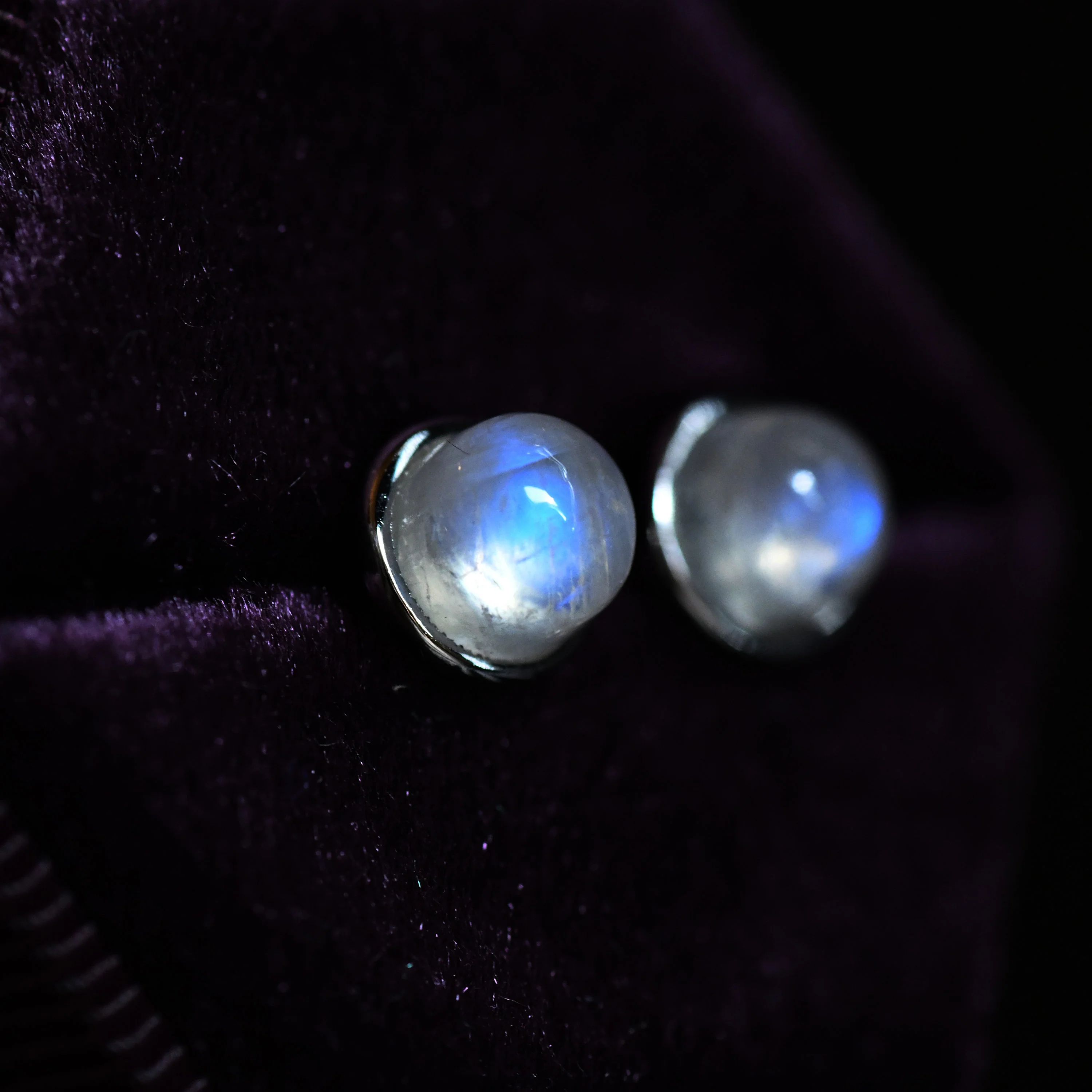 Moonstone Stud Earrings in Sterling Silver, Semi-Precious Gemstone Earrings, Natural Moonstone Earrings - Image 7
