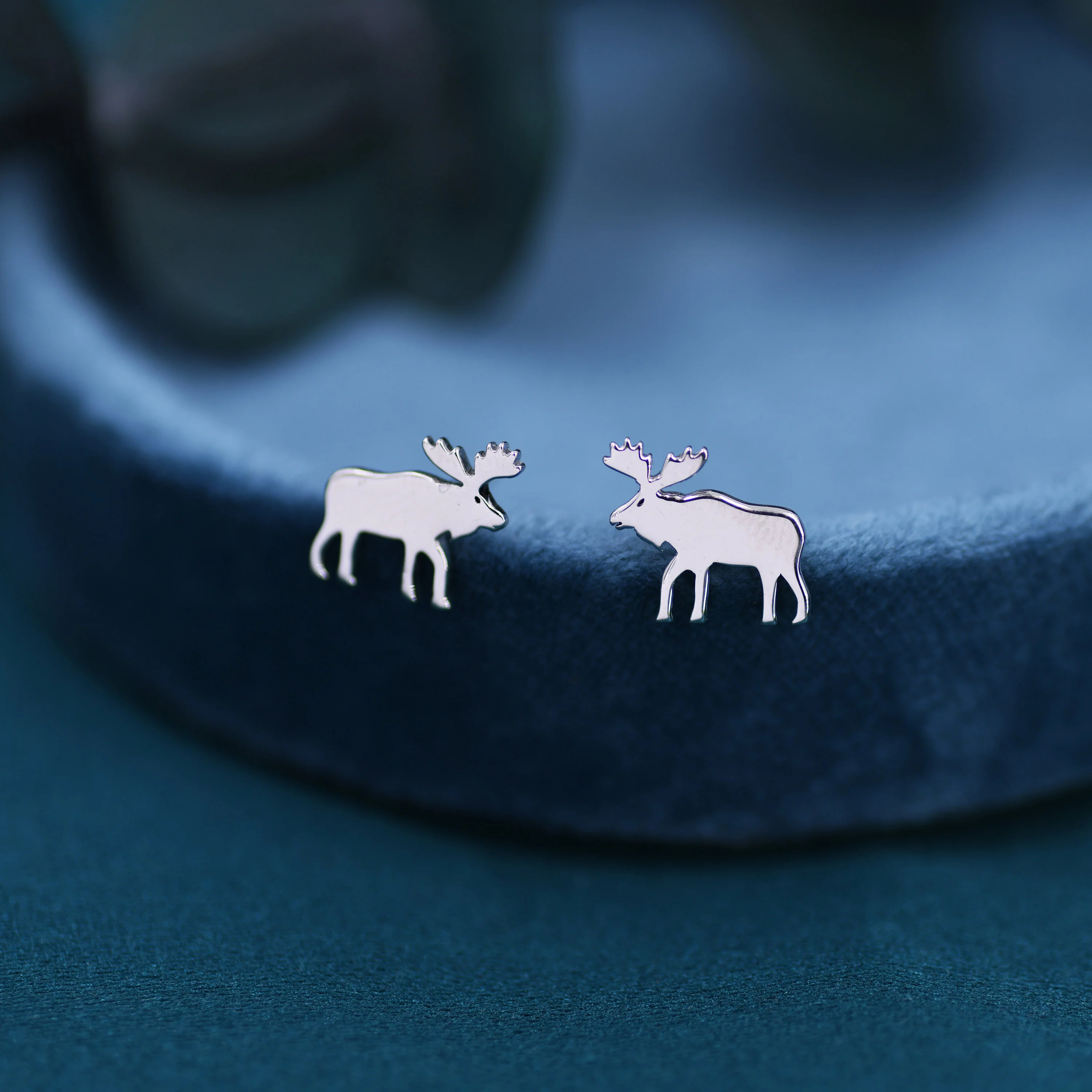 Moose Stud Earrings in Sterling Silver, Moose Deer Earrings, Animal Earrings, Nature Inspired - Image 4