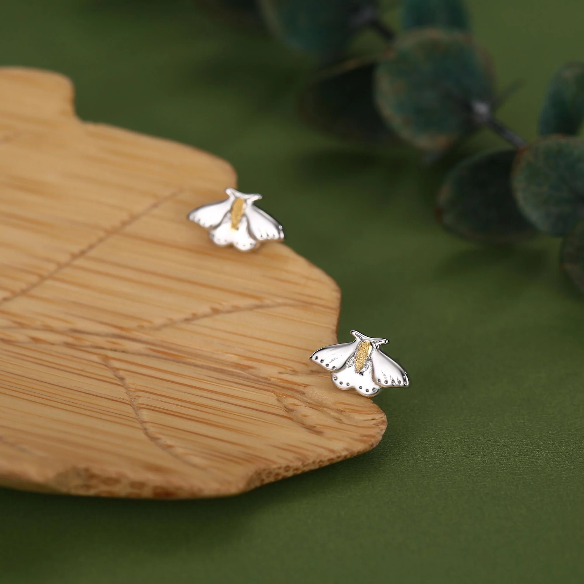 Moth Stud Earrings in Sterling Silver, Butterfly Earrings, Insect Earrings, Nature Inspired Animal Earrings - Image 5