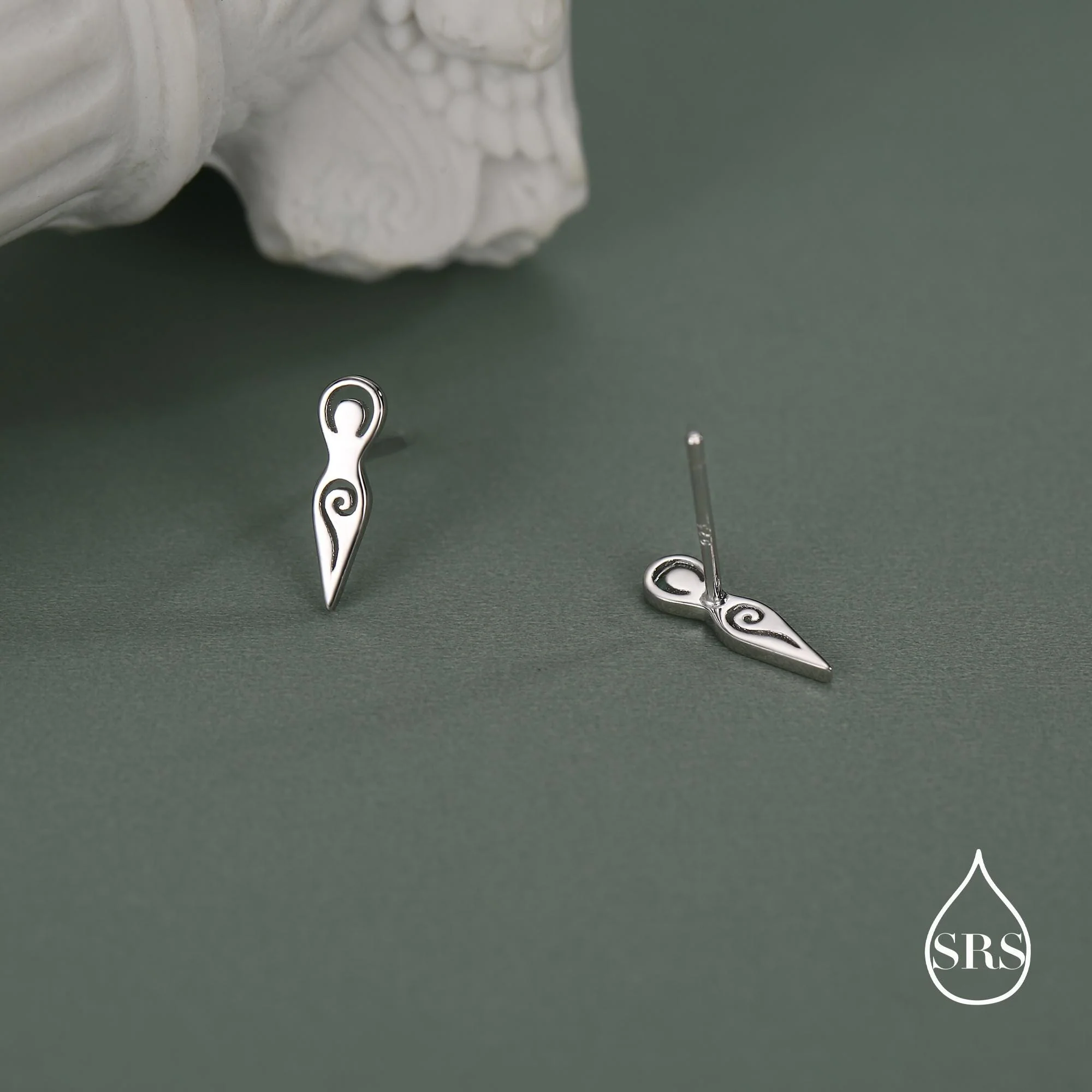 Mother Earth / Neolithic Goddess / Fertility Goddess Stud Earrings in Sterling Silver - Image 3