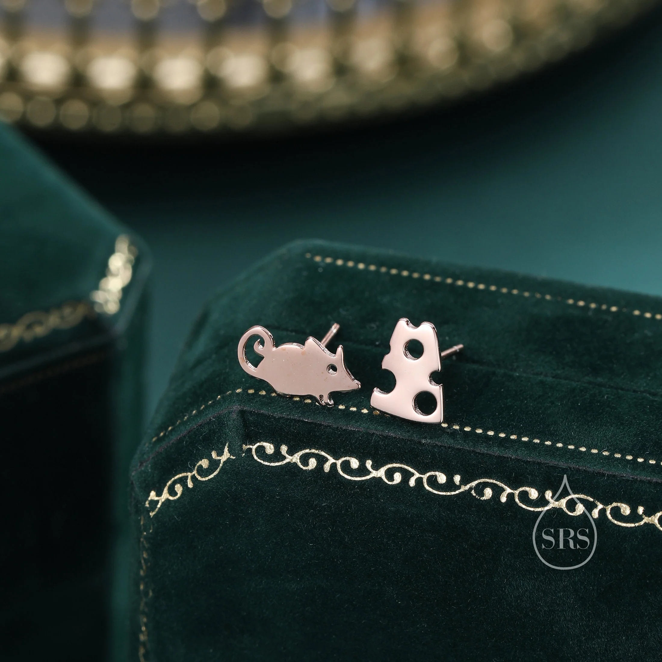 Mouse and Cheese Stud Earrings in Sterling Silver, Cute Fun Quirky Animal Jewellery, Animal Lover, Nature Inspired - Image 7