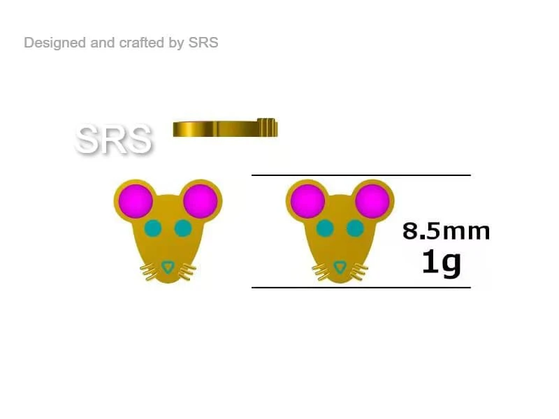 Mouse Stud Earrings in Sterling Silver, Sterling Silver Rat Earrings, Rose Gold Coated, Nature Inspired Animal Earrings - Image 9