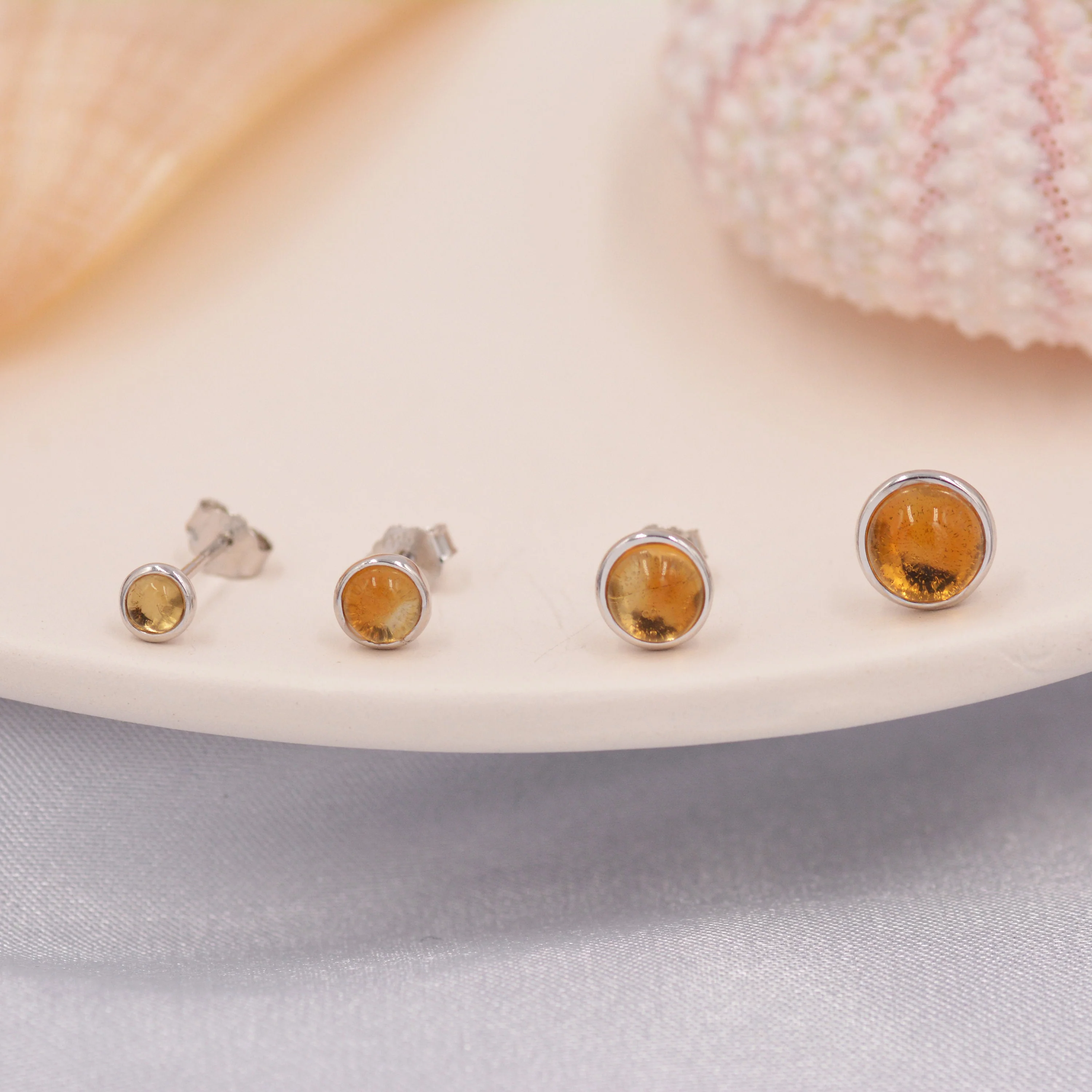 Natural Citrine Crystal Stud Earrings in Sterling Silver - 4 sizes - Genuine Yellow Citrine Crystal Stud Earrings - Semi Precious Gemstone - Image 4
