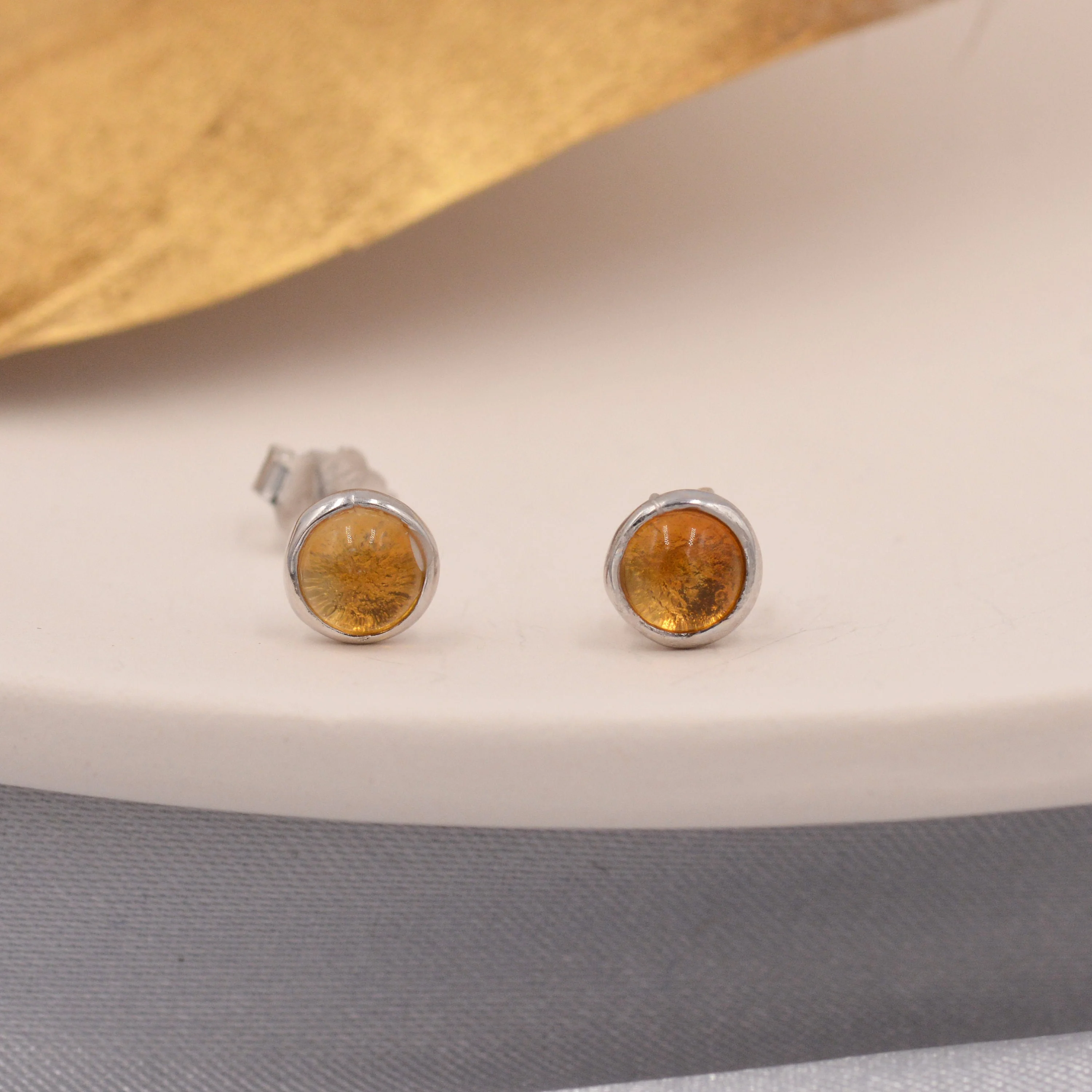 Natural Citrine Crystal Stud Earrings in Sterling Silver - 4 sizes - Genuine Yellow Citrine Crystal Stud Earrings - Semi Precious Gemstone - Image 8