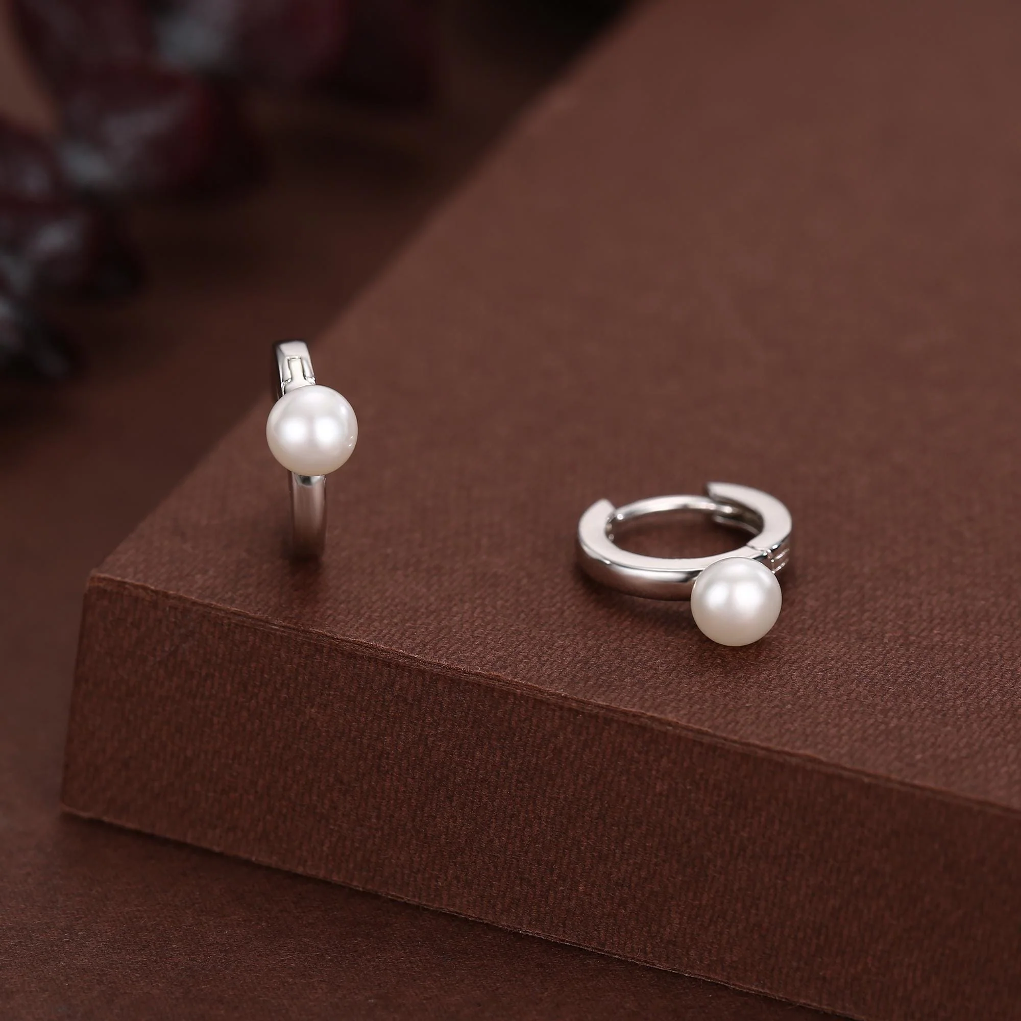 Natural Freshwater Pearl Huggie Hoops In Sterling Silver, Single Pearl Hoops, Silver or Gold, Genuine Pearl Huggie Hoops, Keshi Pearl Earrings - Image 3