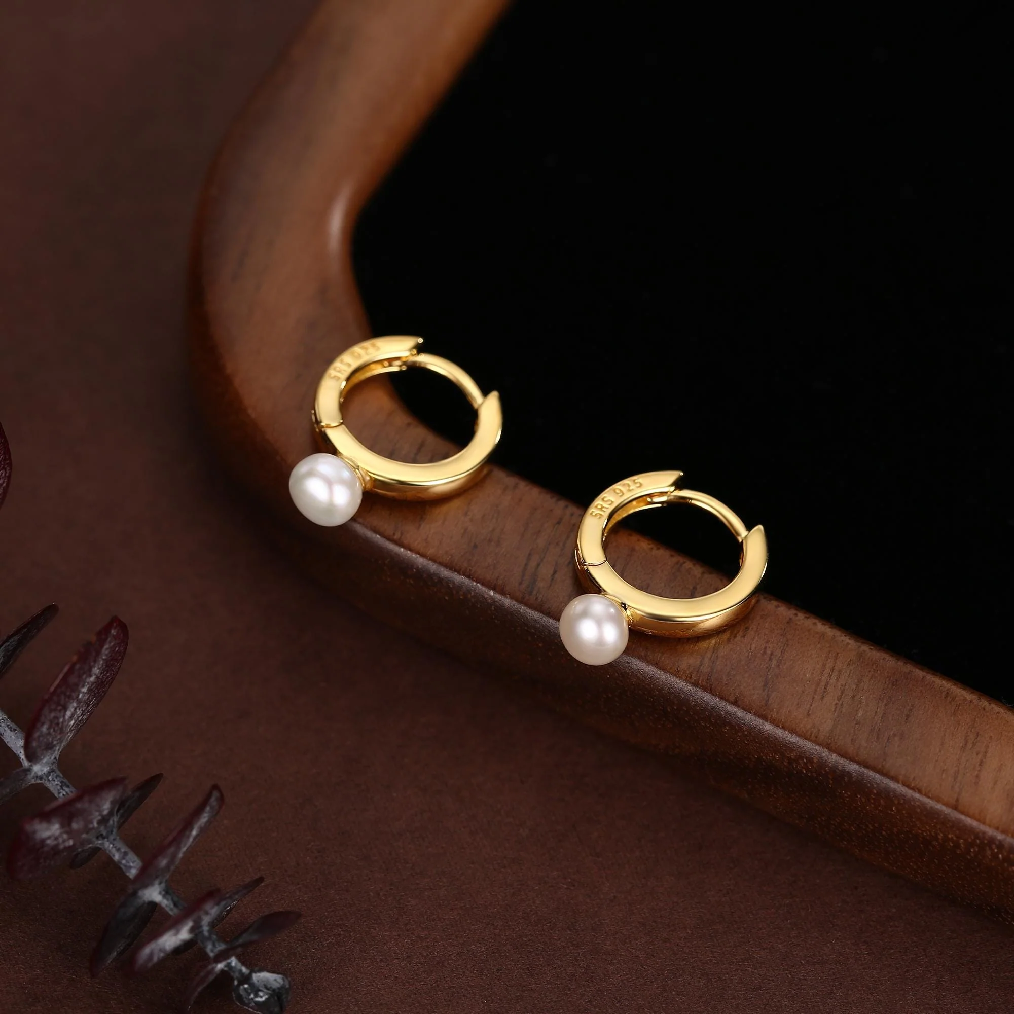 Natural Freshwater Pearl Huggie Hoops In Sterling Silver, Single Pearl Hoops, Silver or Gold, Genuine Pearl Huggie Hoops, Keshi Pearl Earrings - Image 4