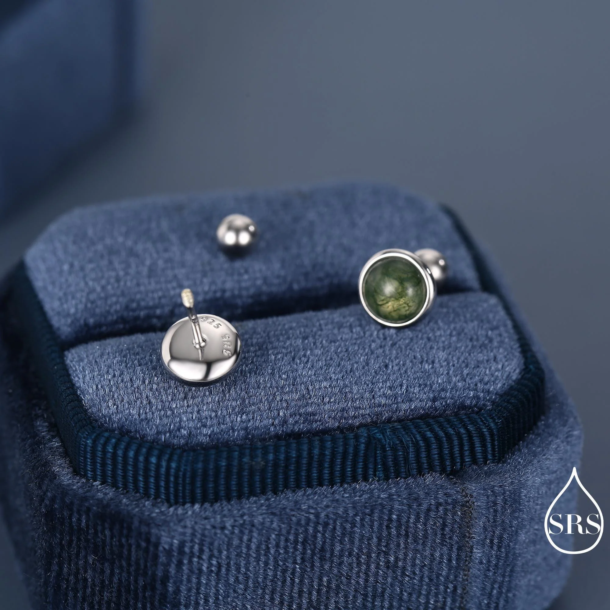 Natural Moss Agate Screw Back Earrings in Sterling Silver, 3mm, 4mm, 5mm and 6mm, Genuine Moss Agate Gemstone Stud - Image 9