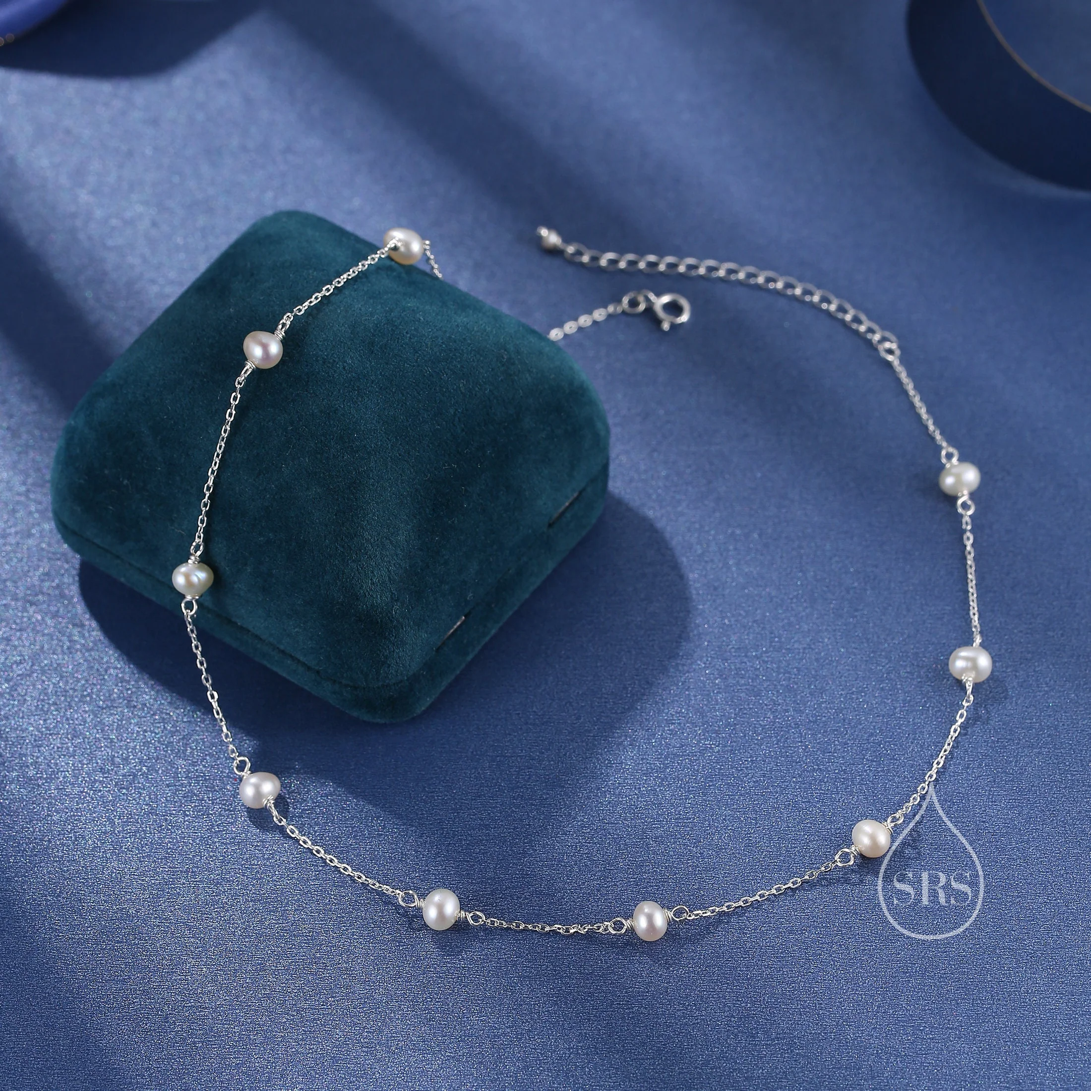 Natural Pearl Choker Necklace in Sterling Silver, Silver or Gold , Genuine Freshwater Pearls, Pearl Necklace - Image 7