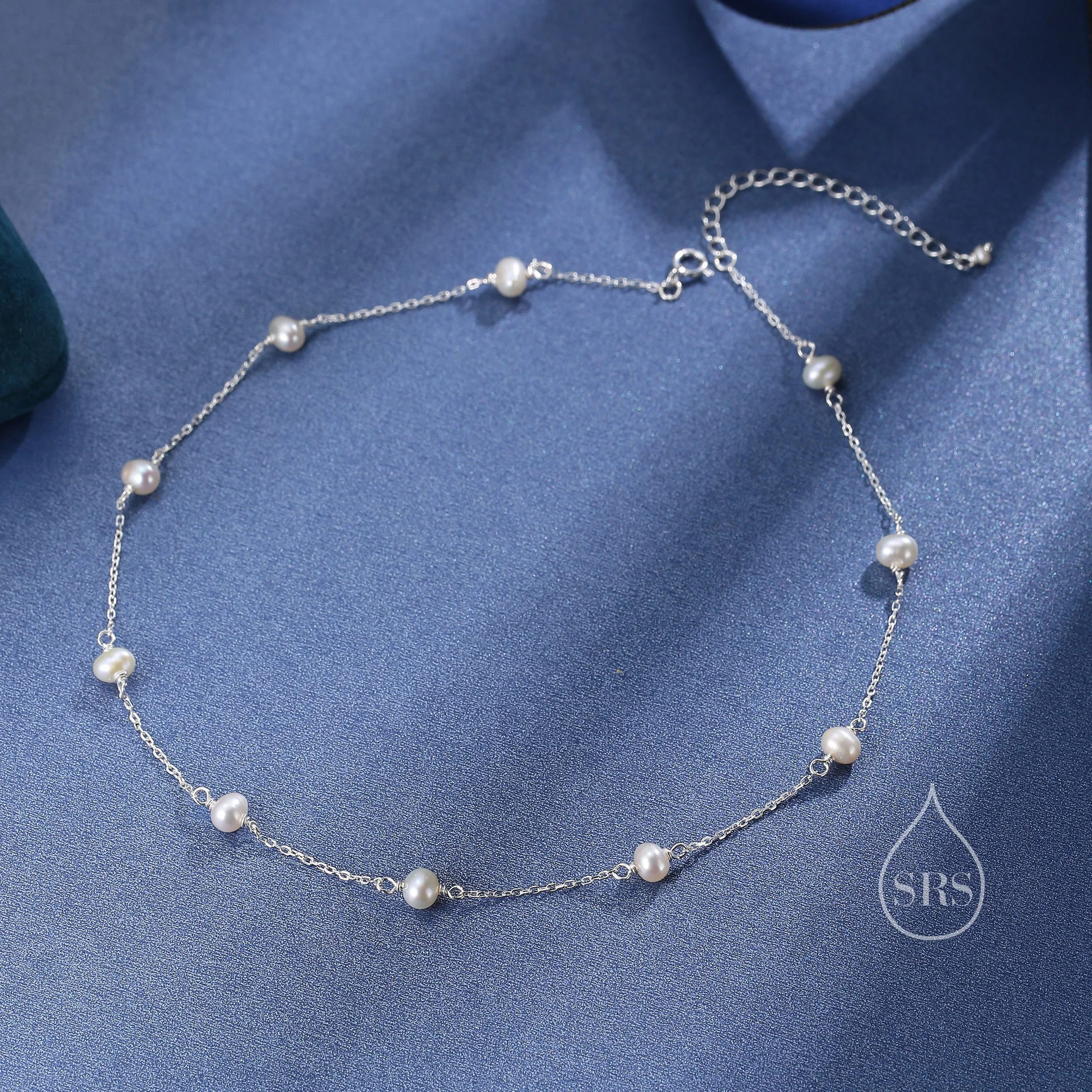 Natural Pearl Choker Necklace in Sterling Silver, Silver or Gold , Genuine Freshwater Pearls, Pearl Necklace - Image 9