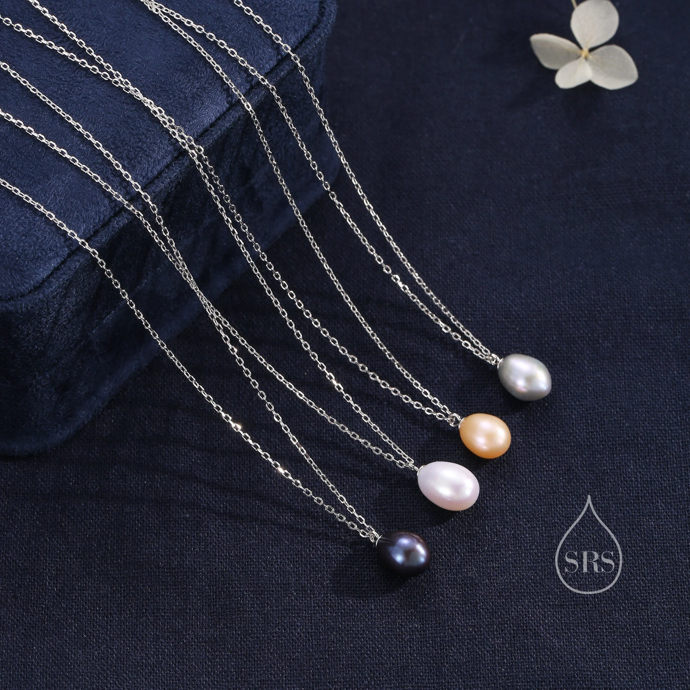 Natural Pearl Necklace in Sterling Silver,  Genuine Freshwater Pearl Pendant Necklace in Sterling Silver,  Minimalist Oval Pearl - Image 8