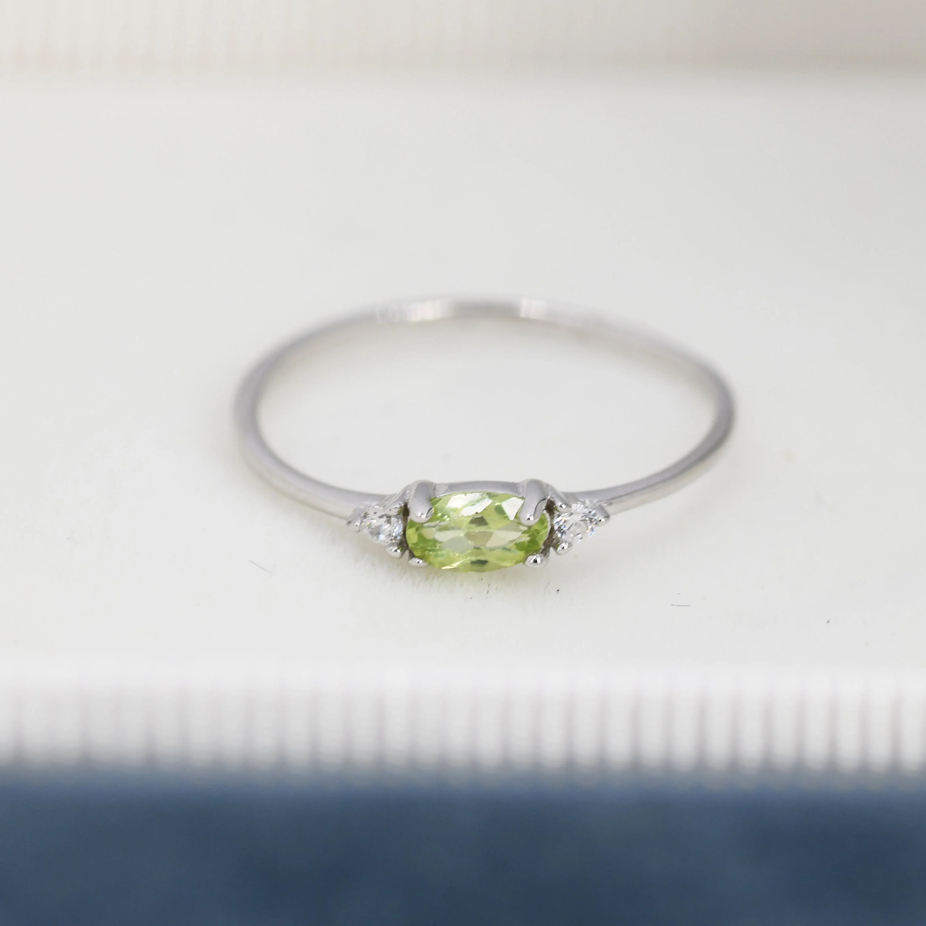 Natural Peridot Ring in Sterling Silver, Genuine Green Periot Ring, Dainty Gemstone Ring, US 5-8. August Birthstone - Image 3
