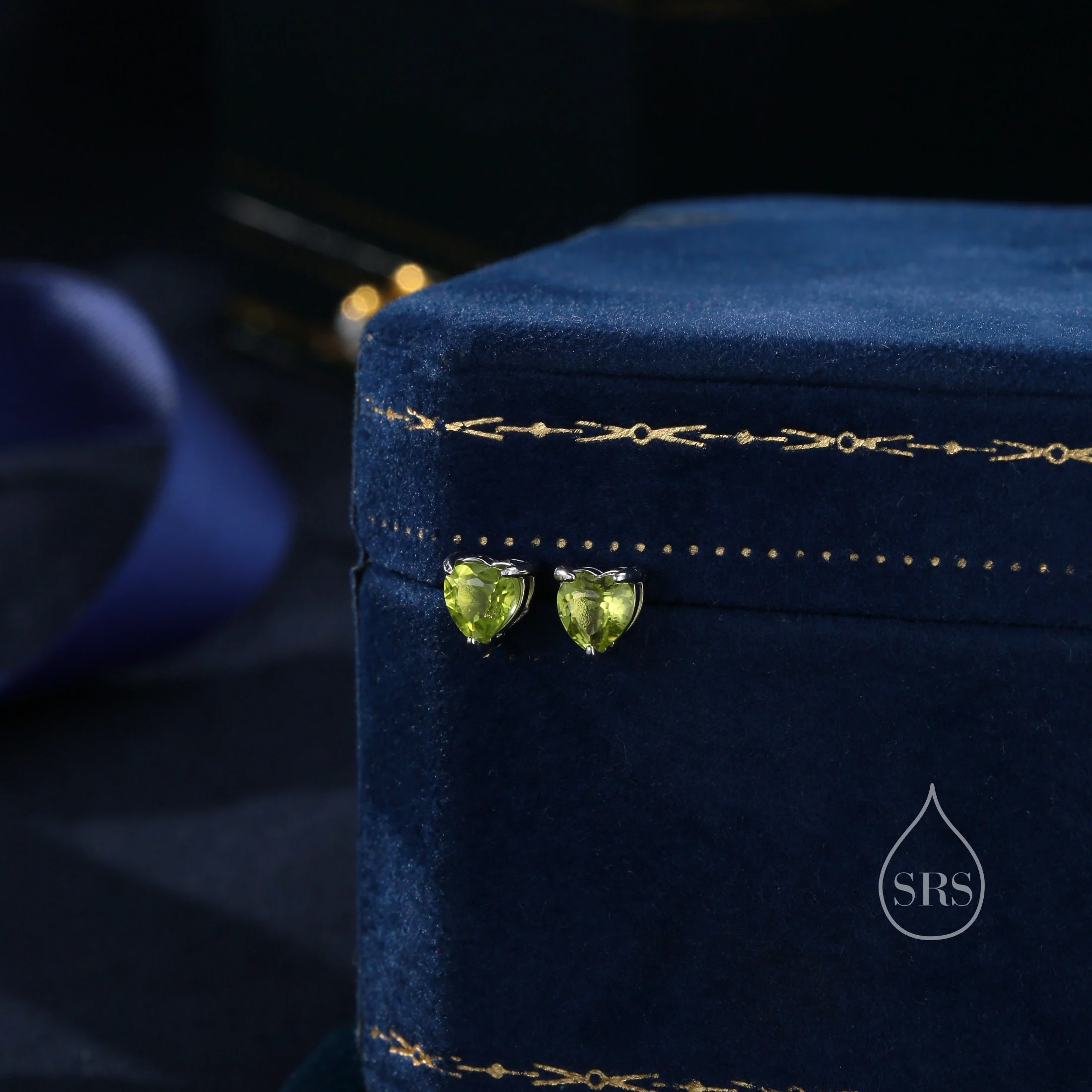 Natural Peridot Stone Heart Stud Earrings in Sterling Silver - 5mm Genuine Peridot Crystal Stud Earrings - Semi Precious Gemstone - Image 4
