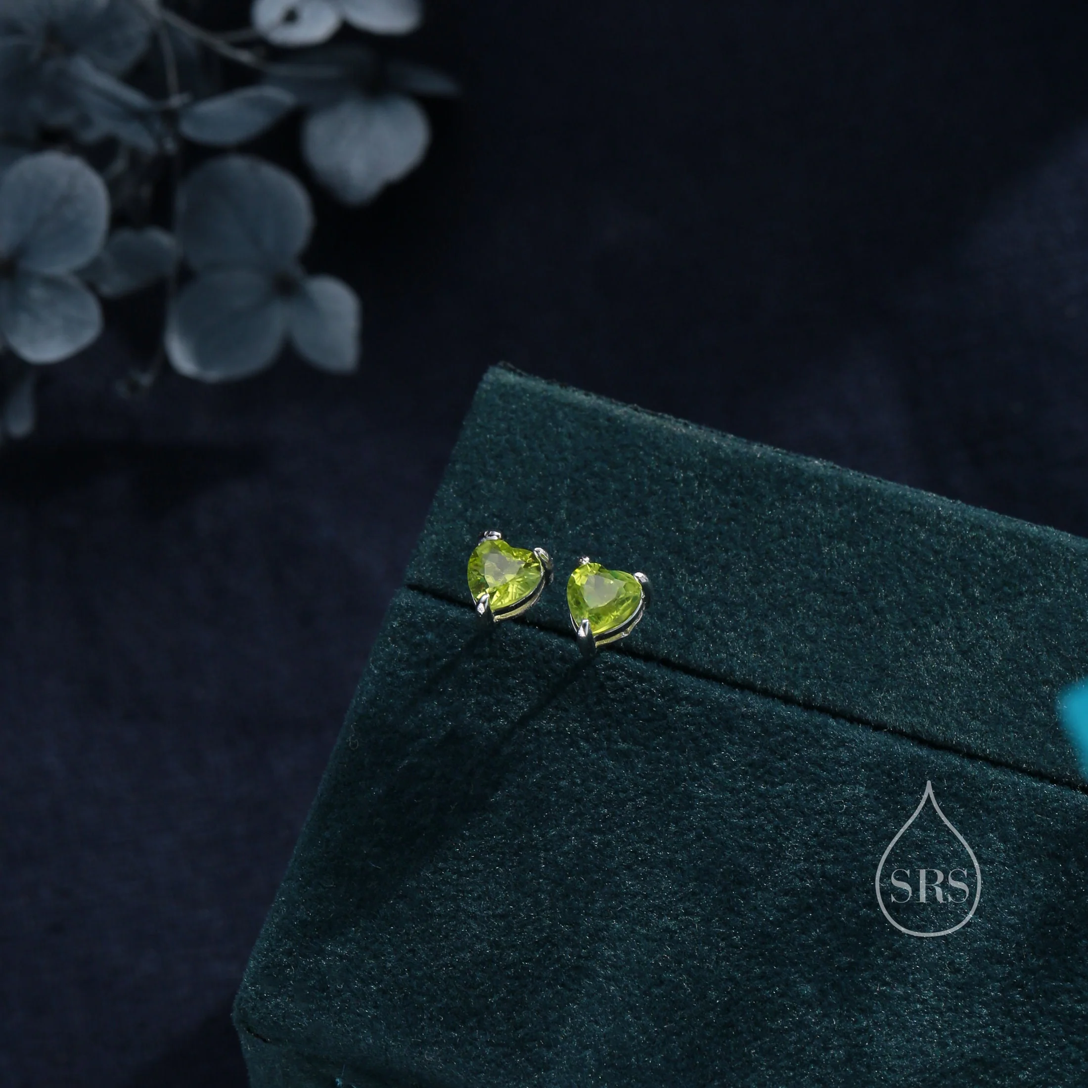 Natural Peridot Stone Heart Stud Earrings in Sterling Silver - 5mm Genuine Peridot Crystal Stud Earrings - Semi Precious Gemstone - Image 5