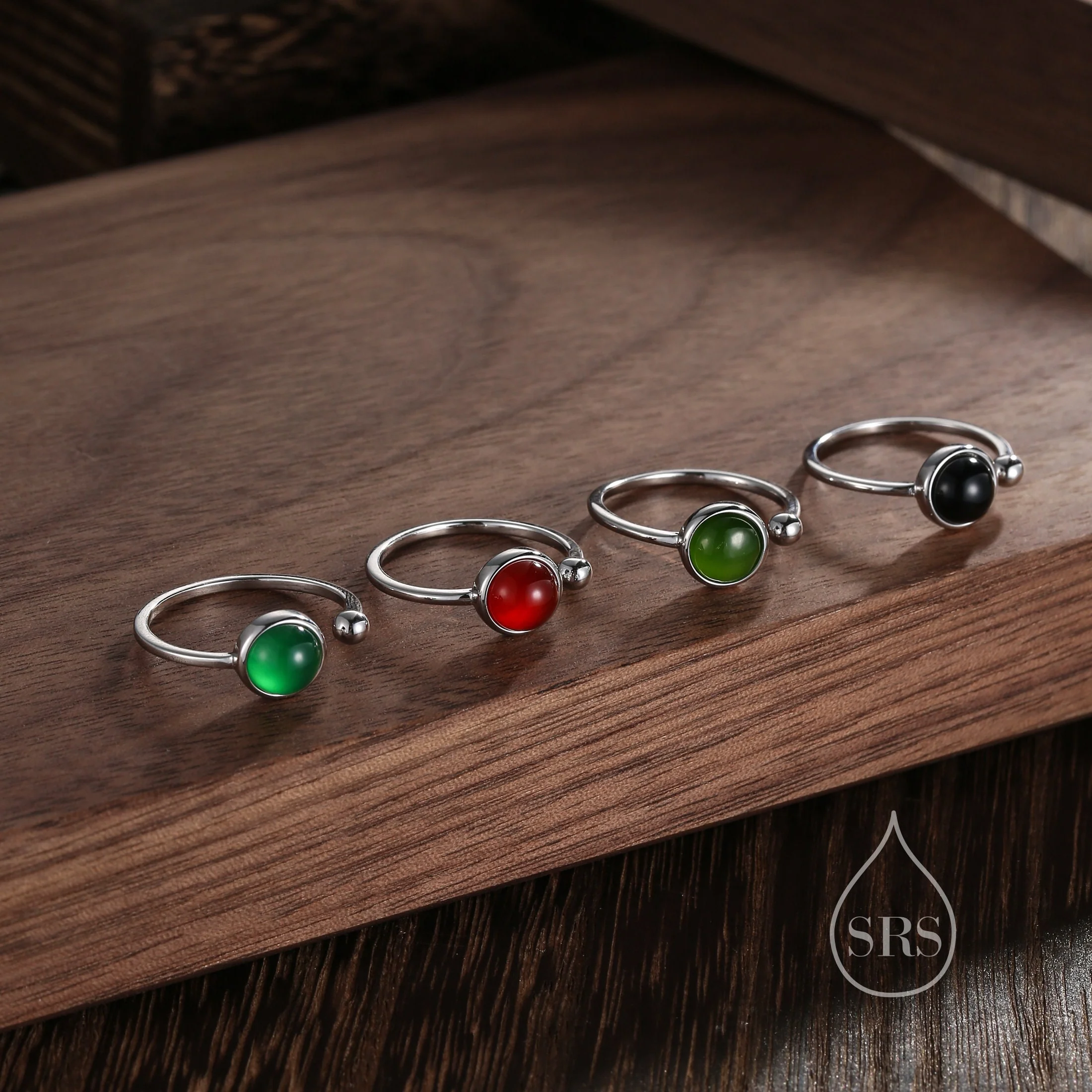 Natural Red Carnelian Open Ring in Sterling Silver, 6mm Red Onyx Stone, Bezel Set, Adjustable Size, Red Chalcedony Ring - Image 7
