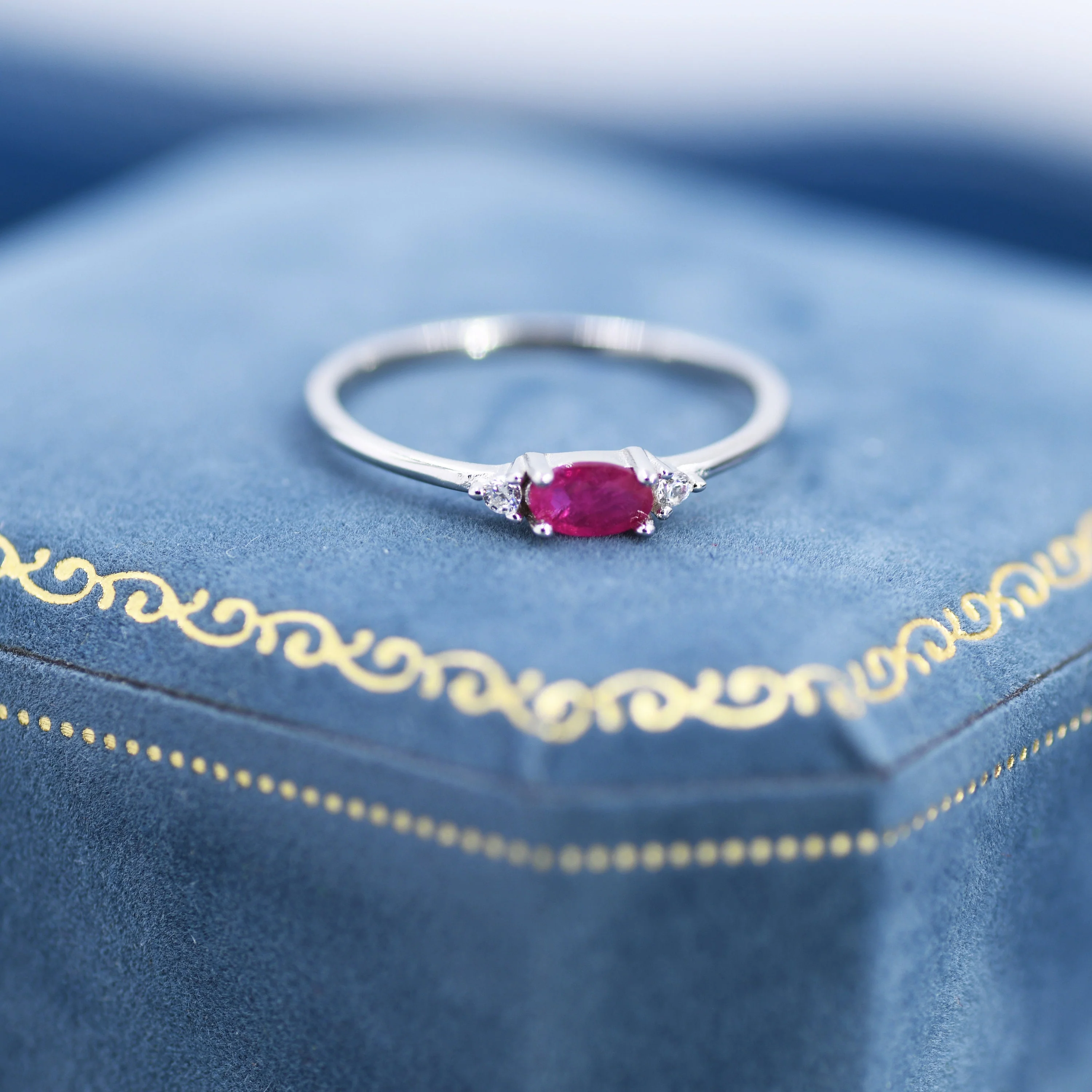 Natural Ruby Ring in Sterling Silver, Genuine Ruby Ring, Dainty Gemstone Ring, US 5-8, July Birthstone - Image 5