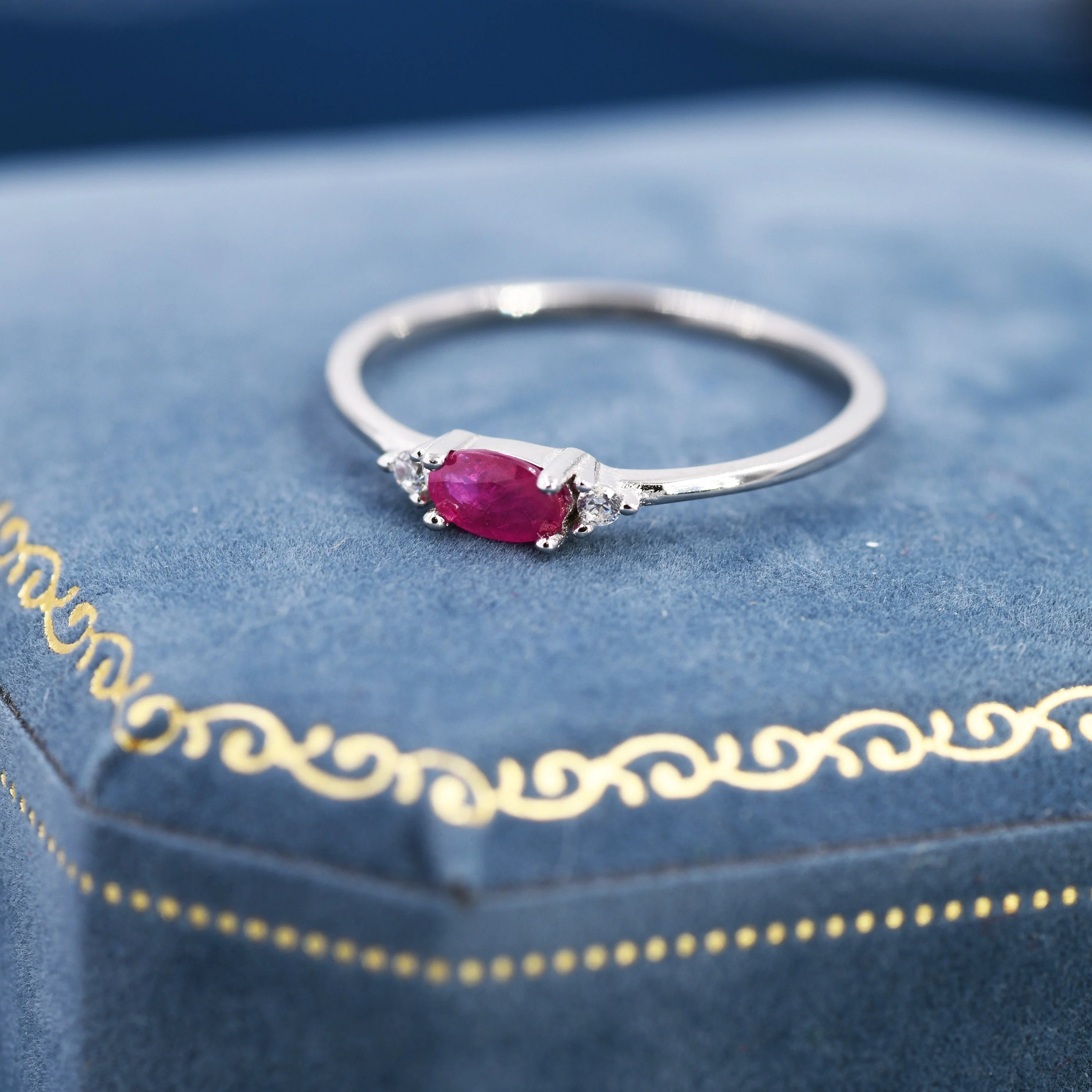 Natural Ruby Ring in Sterling Silver, Genuine Ruby Ring, Dainty Gemstone Ring, US 5-8, July Birthstone - Image 6
