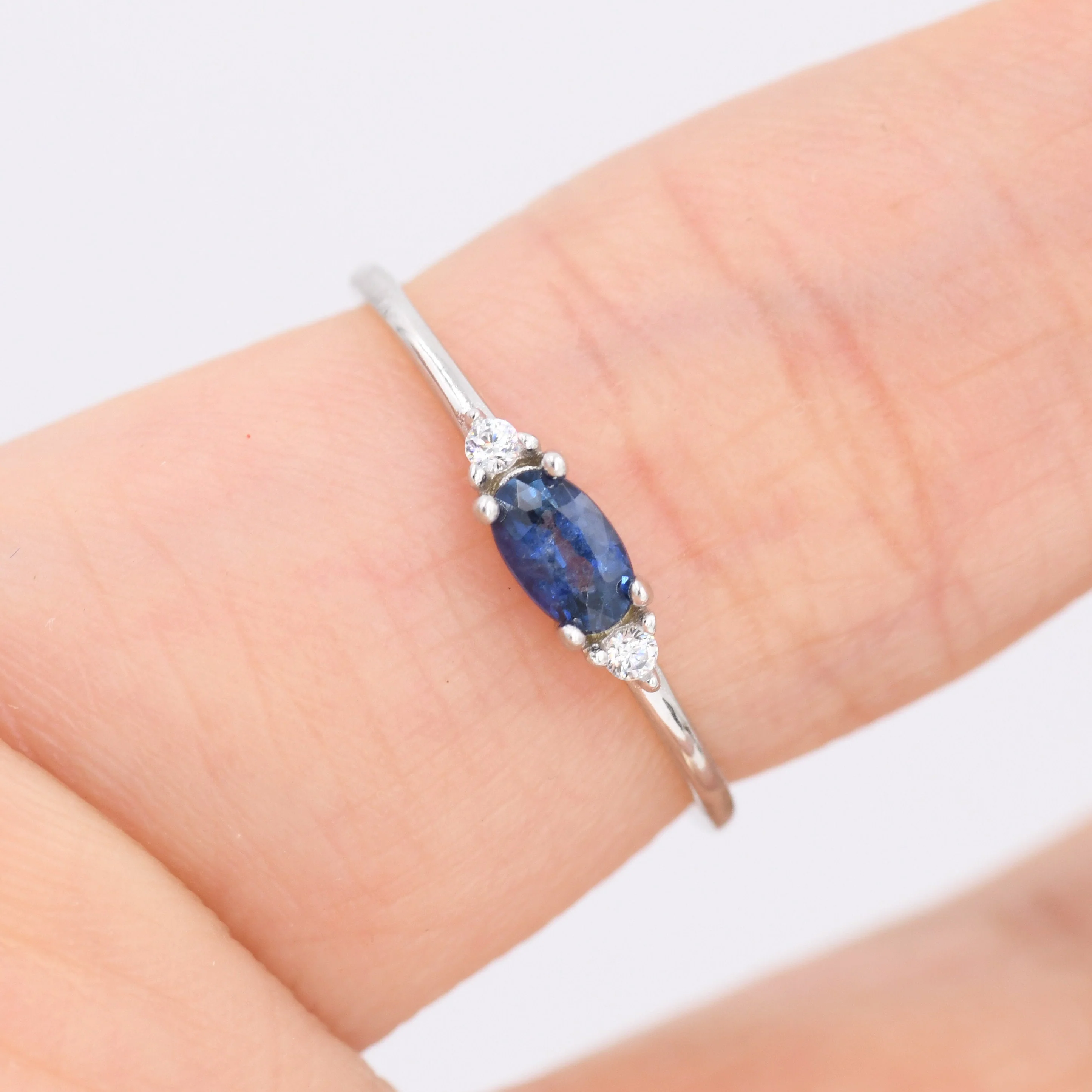 Natural Sapphire Ring in Sterling Silver, Genuine Blue Sapphire Ring, Dainty Gemstone Ring, US 5-8 - Image 5
