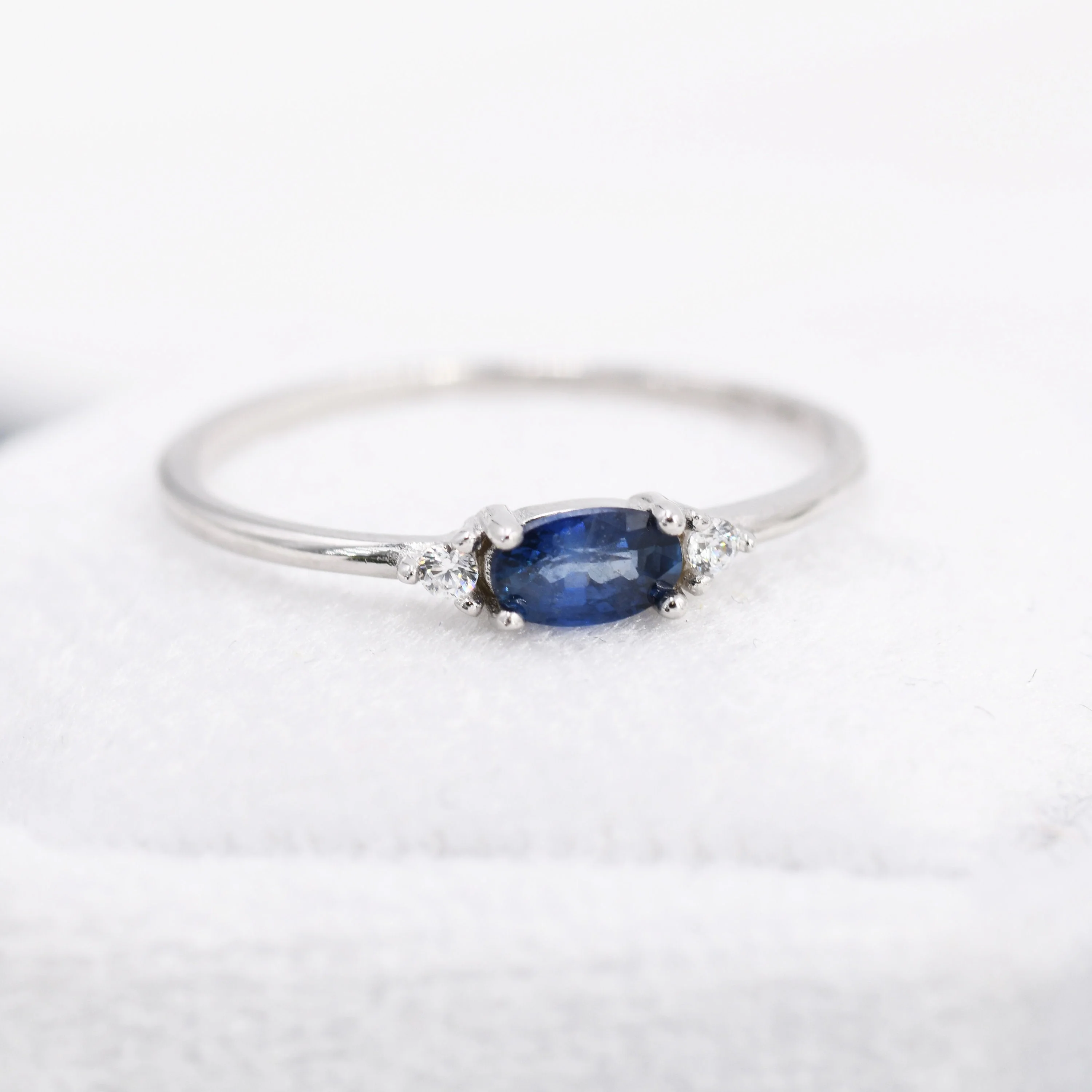 Natural Sapphire Ring in Sterling Silver, Genuine Blue Sapphire Ring, Dainty Gemstone Ring, US 5-8 - Image 7
