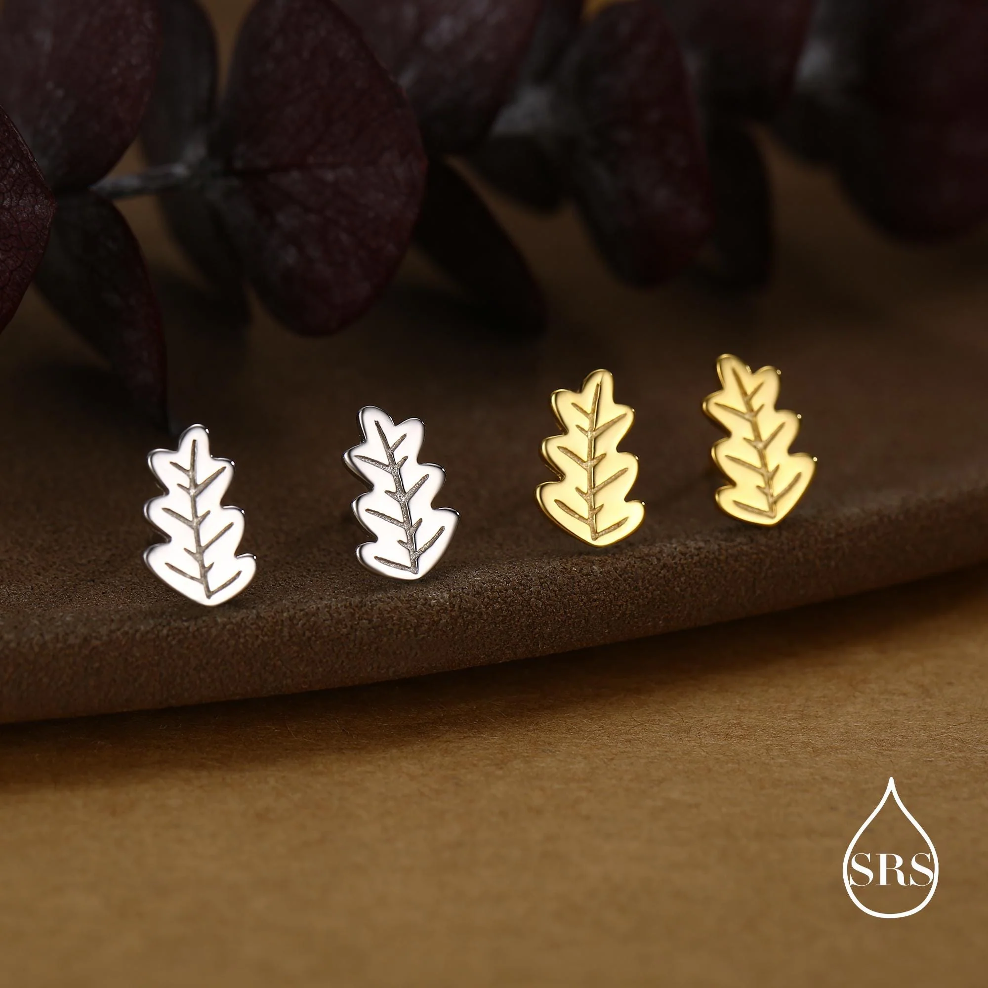 Oak Leaf Stud Earrings in Sterling Silver, Petite Acorn Leaf Earrings, Small Leaf Stud, Nature Inspired - Image 7