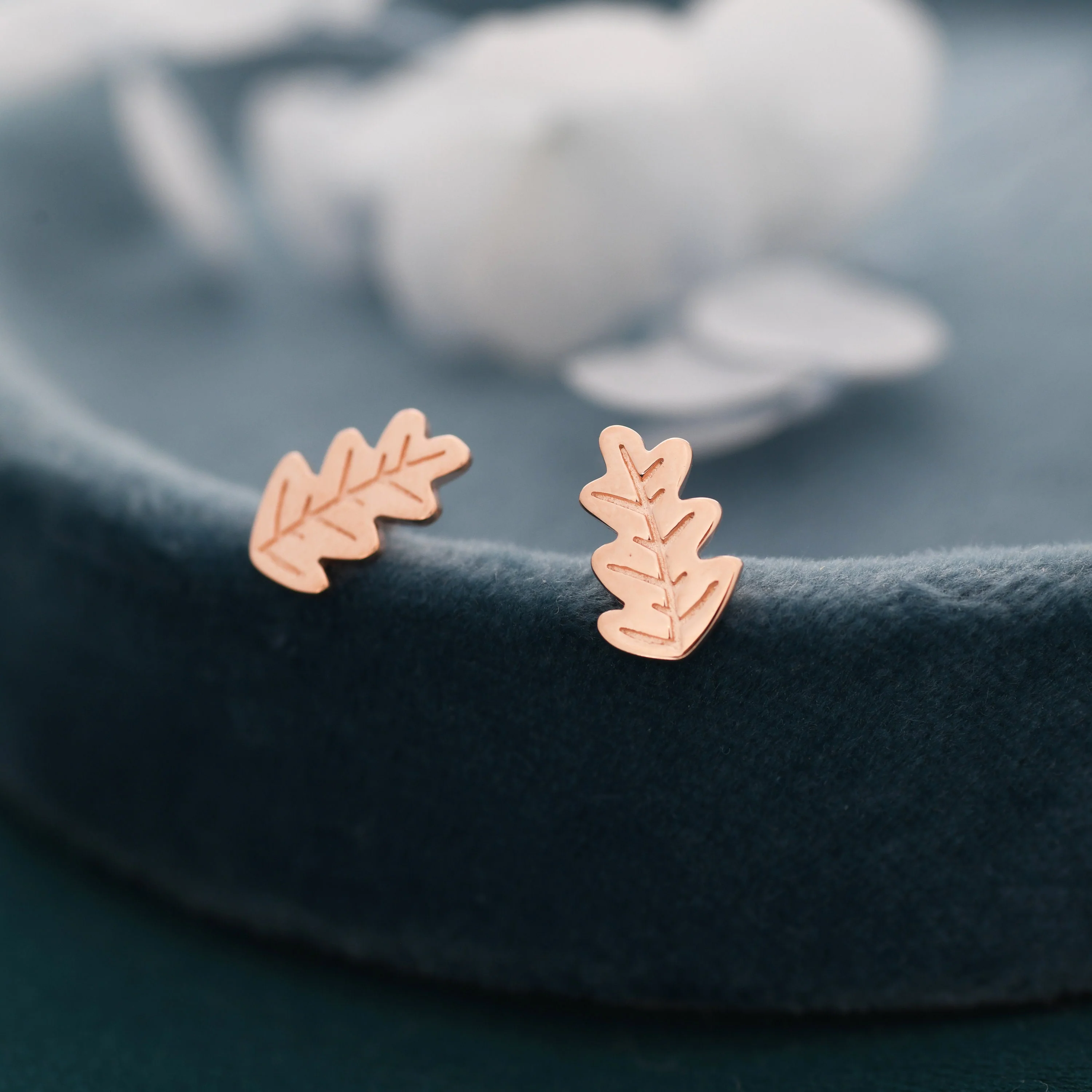 Oak Leaf Stud Earrings in Sterling Silver, Petite Acorn Leaf Earrings, Small Leaf Stud, Nature Inspired - Image 8