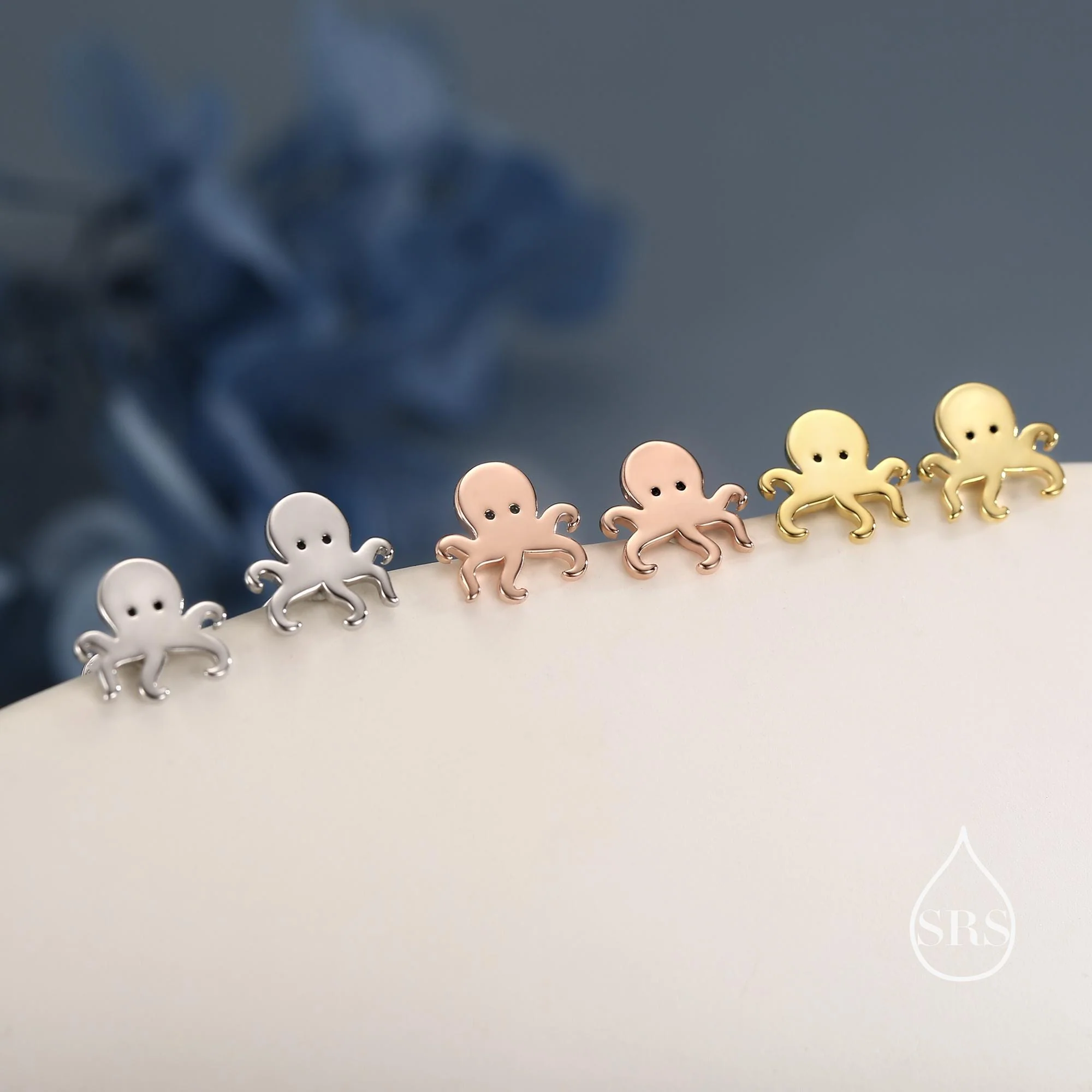 Tiny Octopus 18G Screw Back Earrings in Sterling Silver, Animal Earrings - Image 9