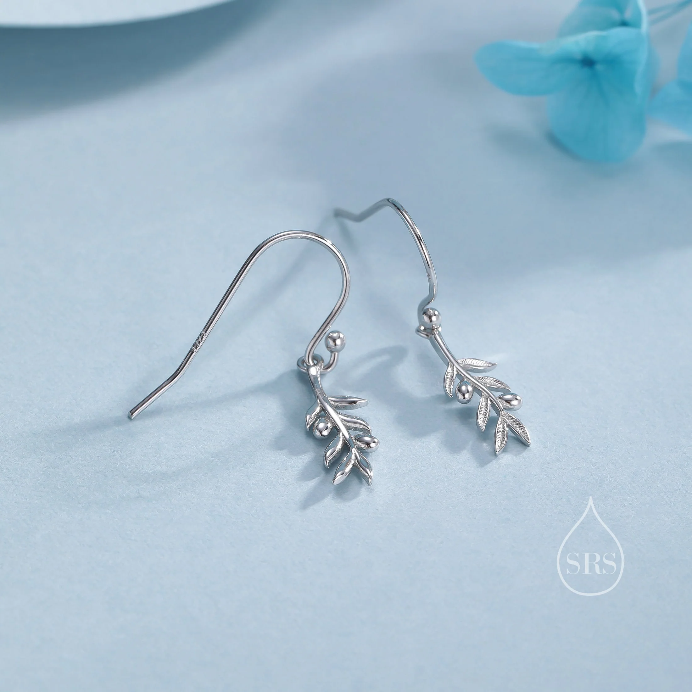 Olive Leaf Dangle Earrings in Sterling Silver, Silver, Olive Branch Earrings, Nature Inspired Leaf Earrings - Image 4