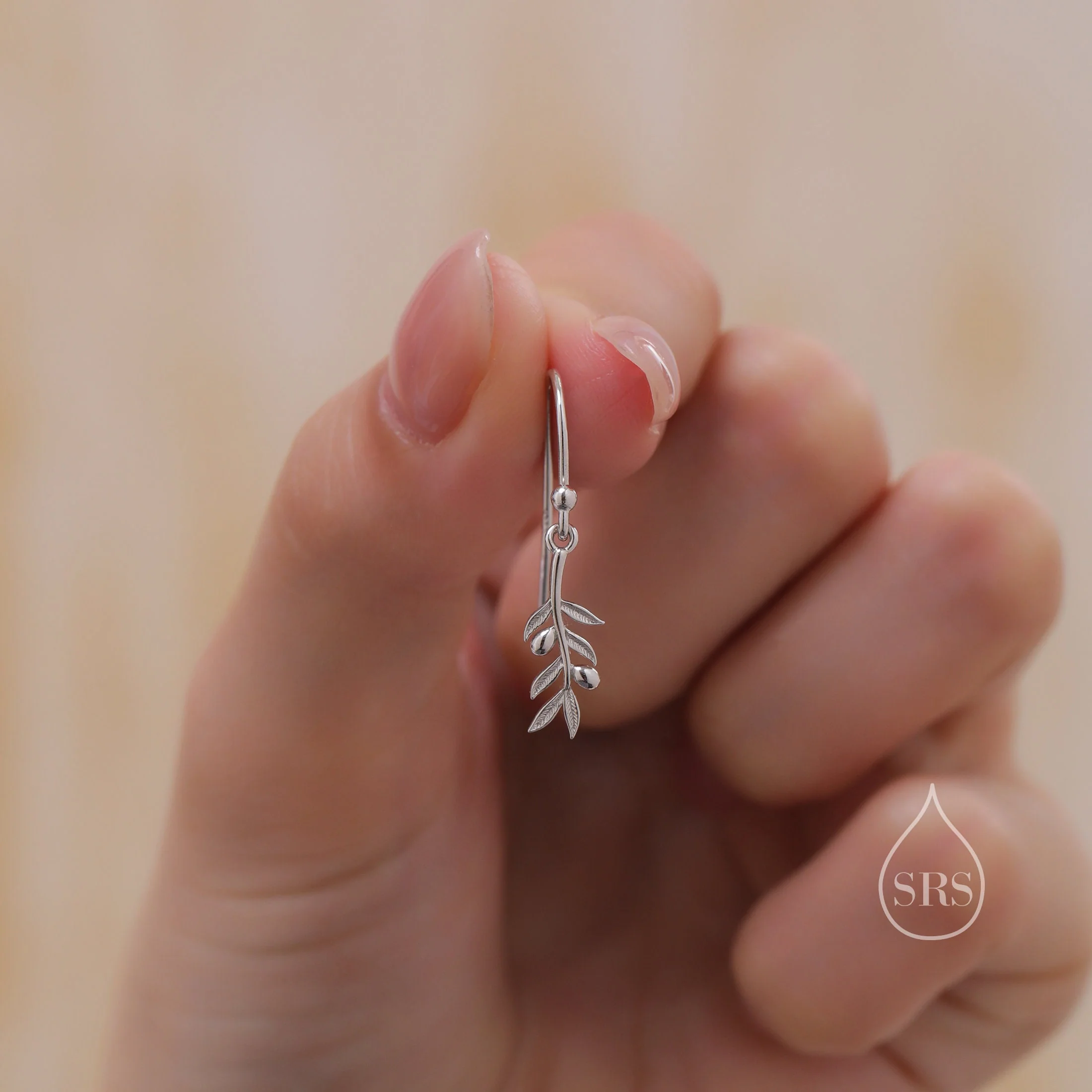 Olive Leaf Dangle Earrings in Sterling Silver, Silver, Olive Branch Earrings, Nature Inspired Leaf Earrings - Image 7