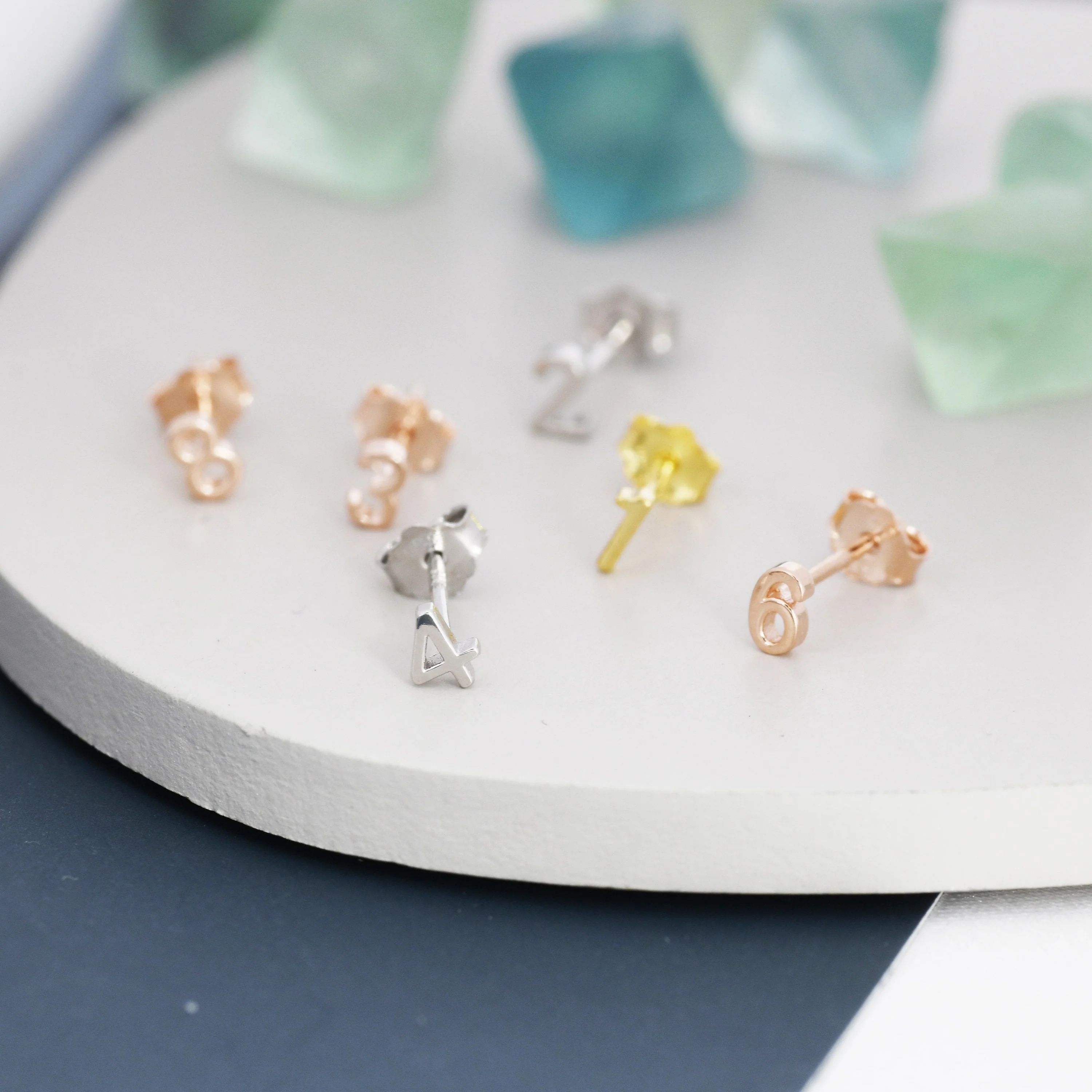 ONE Tiny Number Stud Earring in Sterling Silver, Silver, Rose Gold, Gold, Personalised, Stacking Earrings, Extra Tiny - Image 5