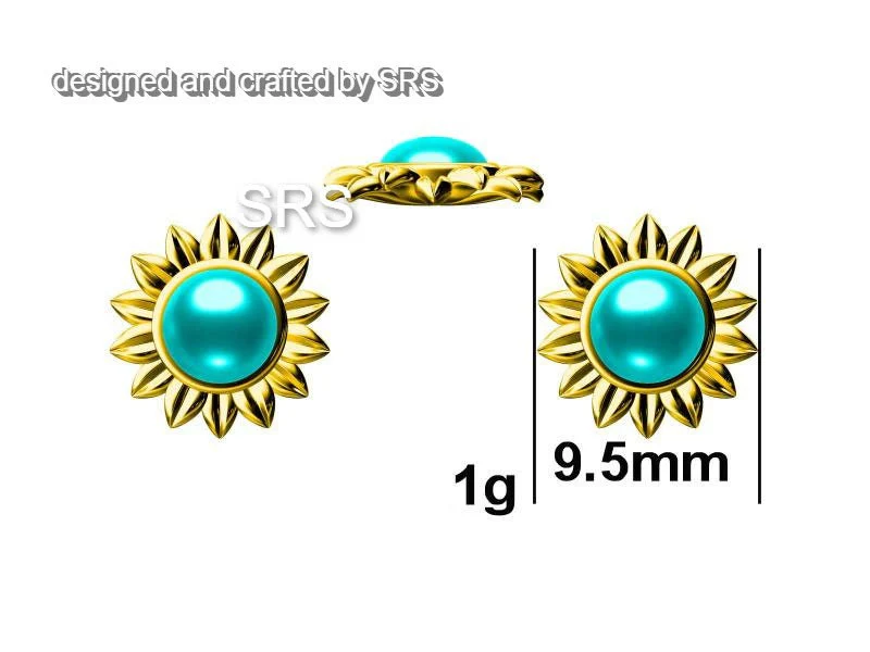 Opal Sunflower Stud Earrings in Sterling Silver - Flower Stud Earrings - Cute, Fun, Whimsical - Image 9
