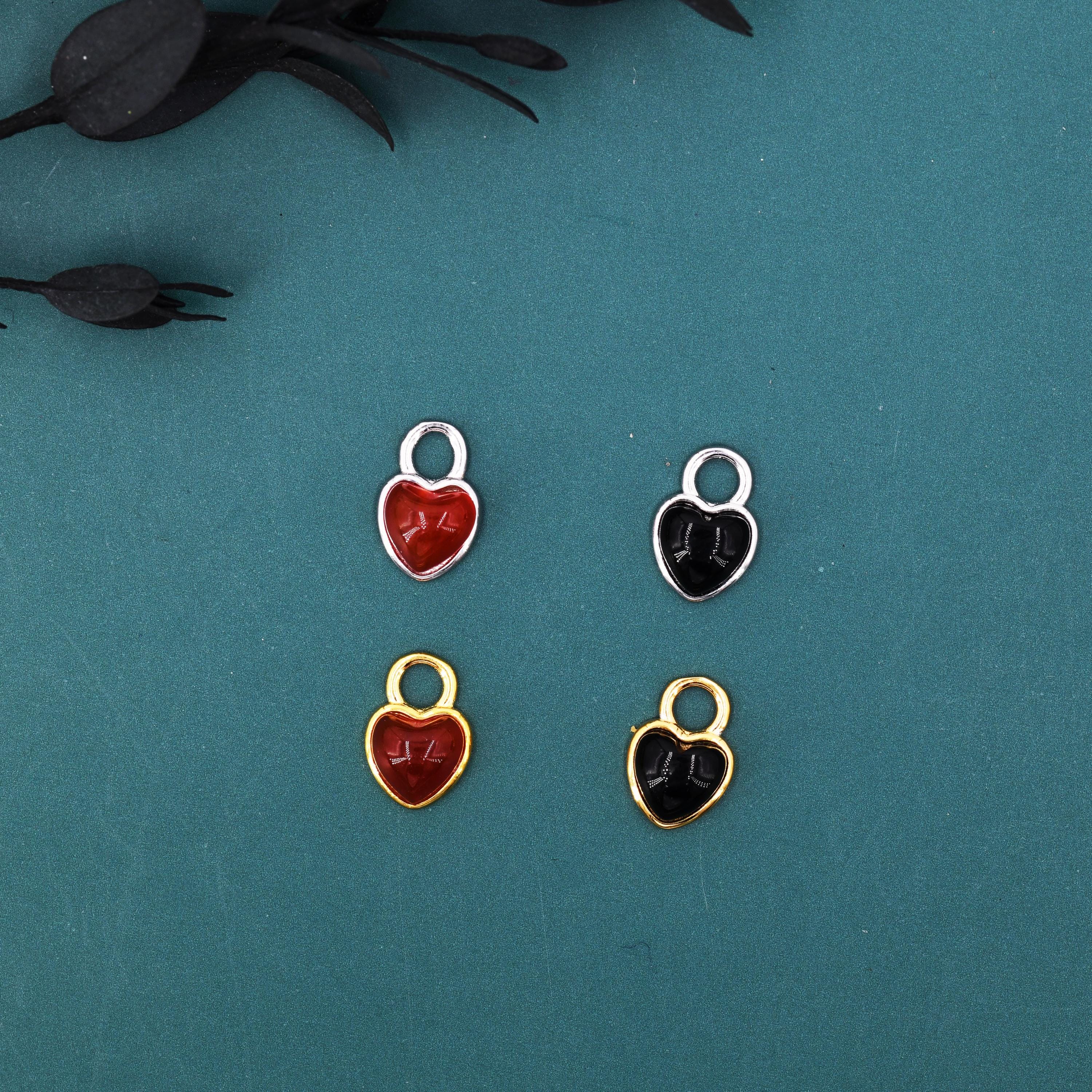 Opal/Onyx Heart Charms for Huggie Hoops, Detachable Genuine Onyx Heart Charms, Lab Created White/Blue Opal Charms for Hoops, Red/ Black Onyx - Image 6