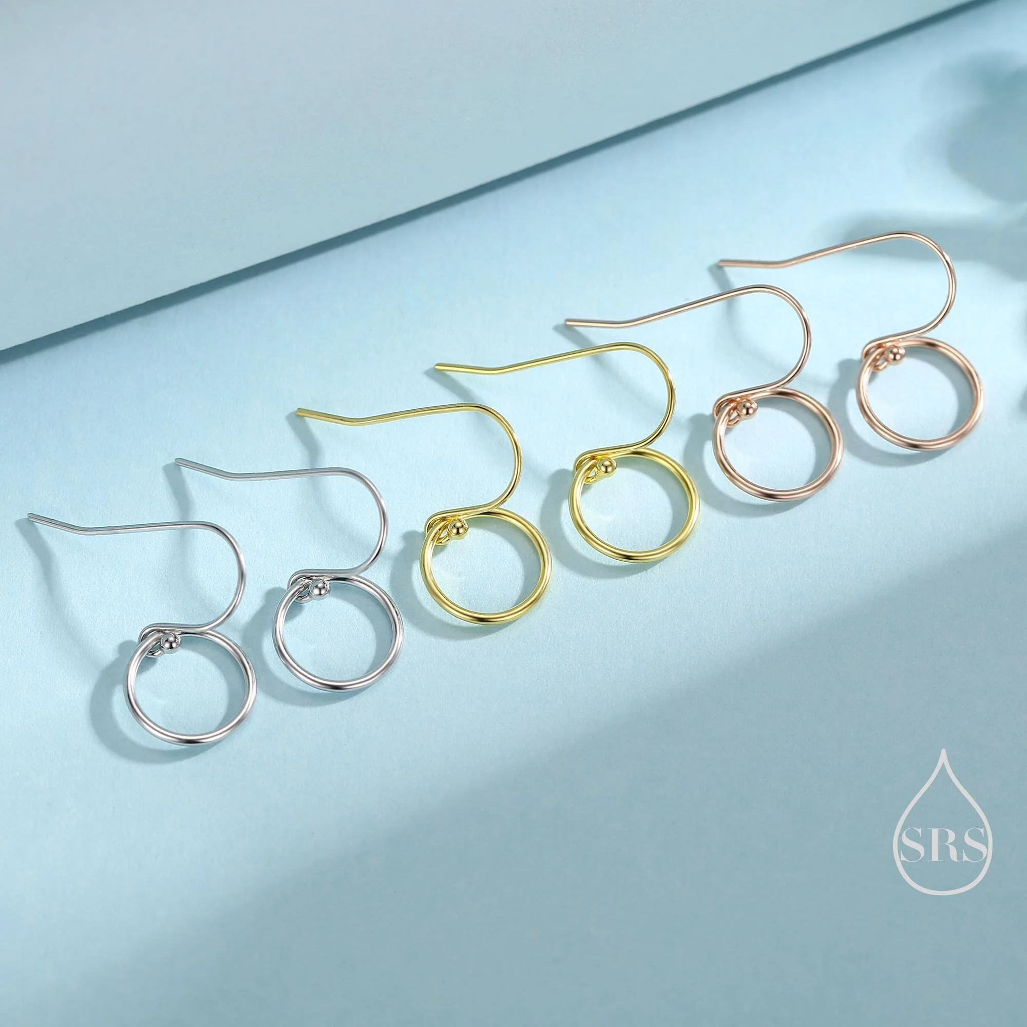 Open Circle Drop Hook Earrings in Sterling Silver, Silver, Gold or Rose Gold, Circle Earrings, Geometric Minimalist Earrings - Image 6