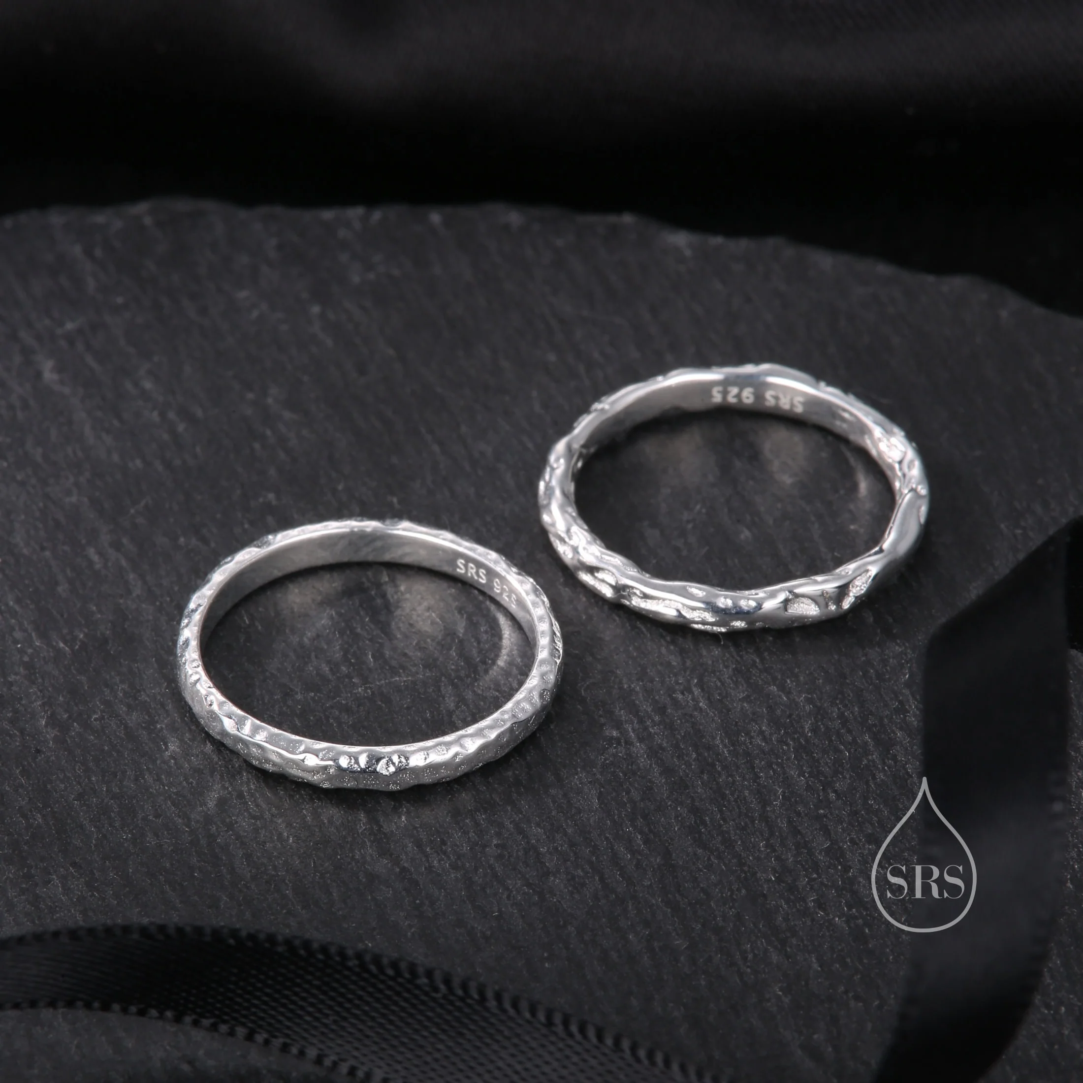 Organic Shape Minimalist Ring in Sterling Silver, Hammered Ring, Molten Shape Ring, US Size 5-8 - Image 4