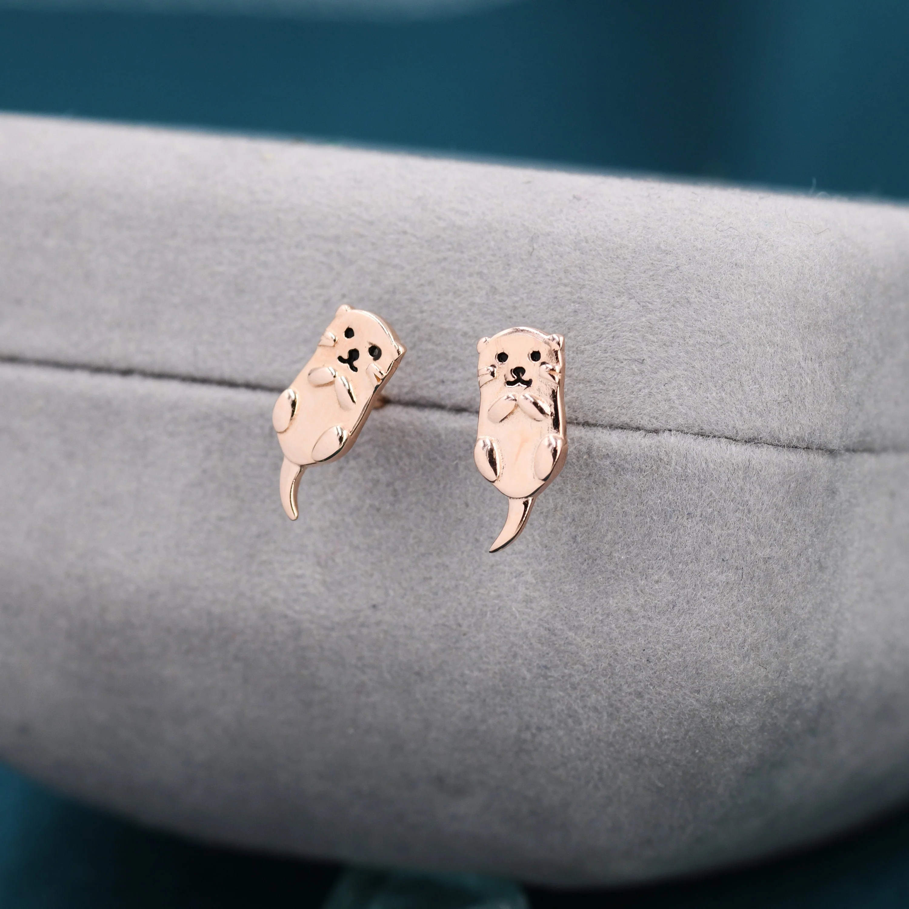 Otter Stud Earrings in Sterling Silver - Smiling Otter Earrings - Cute Animal Earrings - Fun, Whimsical - Image 6