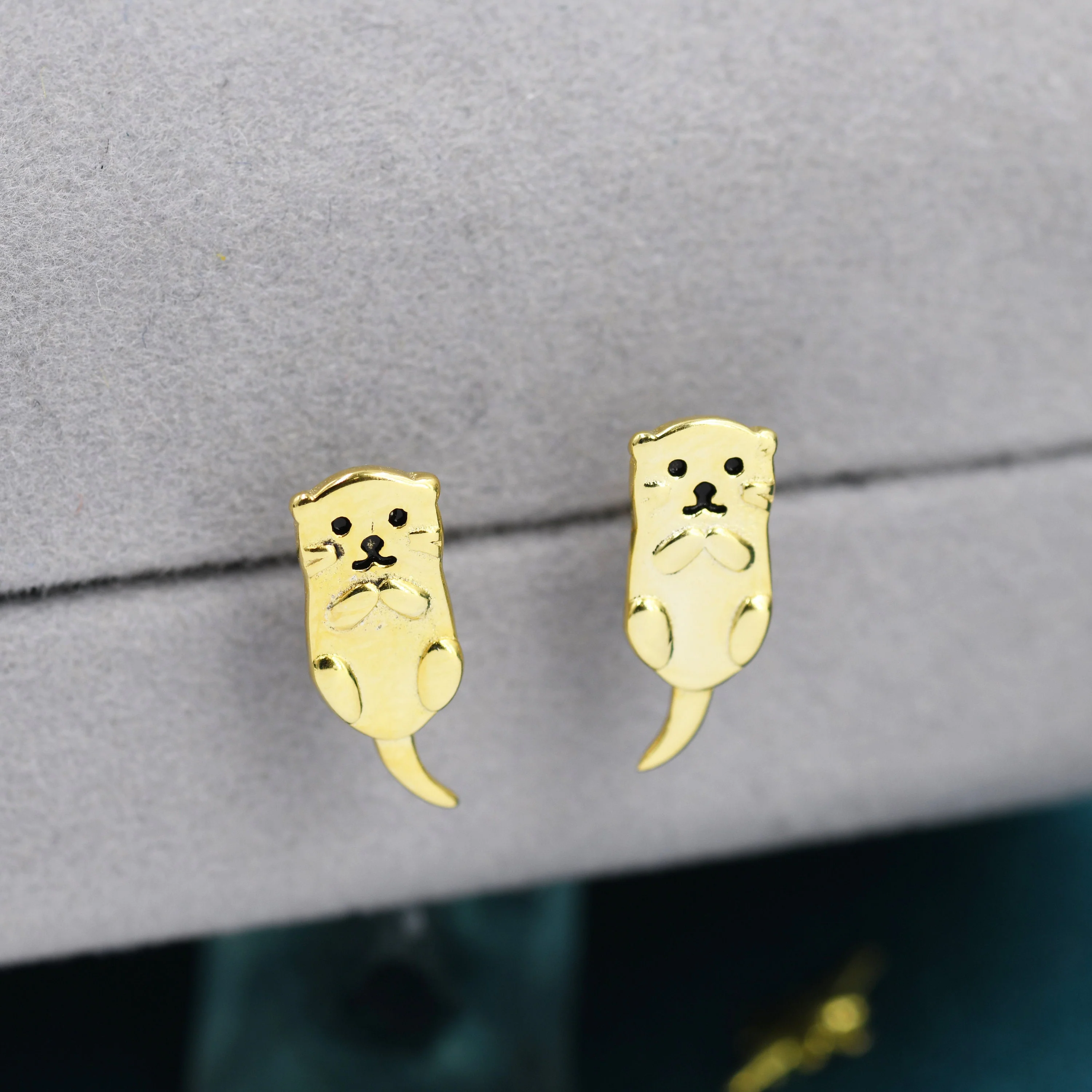 Otter Stud Earrings in Sterling Silver - Smiling Otter Earrings - Cute Animal Earrings - Fun, Whimsical - Image 7