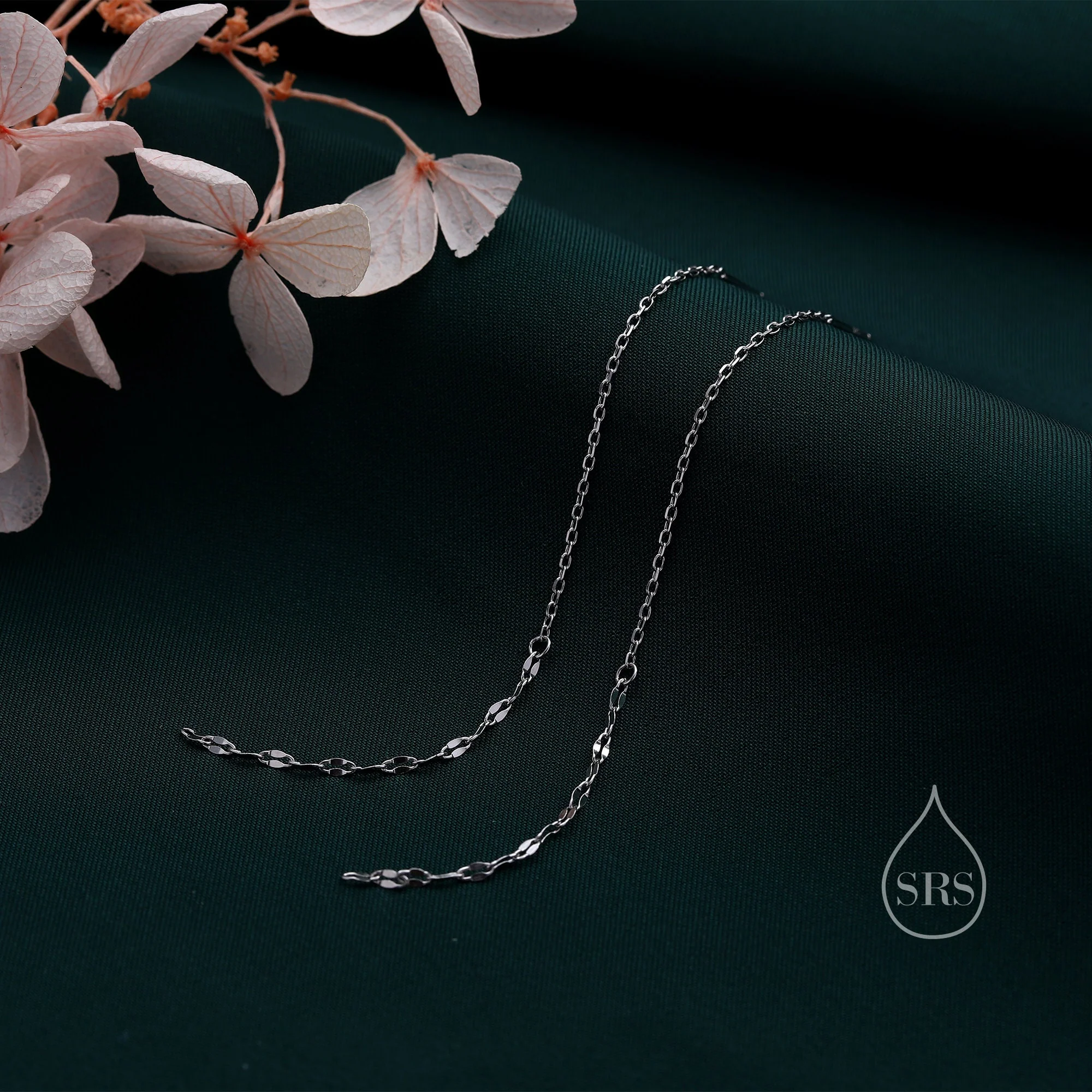 Oval Coin Chain Threader Earrings in Sterling Silver, Silver or Gold, Sparkle Chain Long Ear Threaders, Long Threaders - Image 3