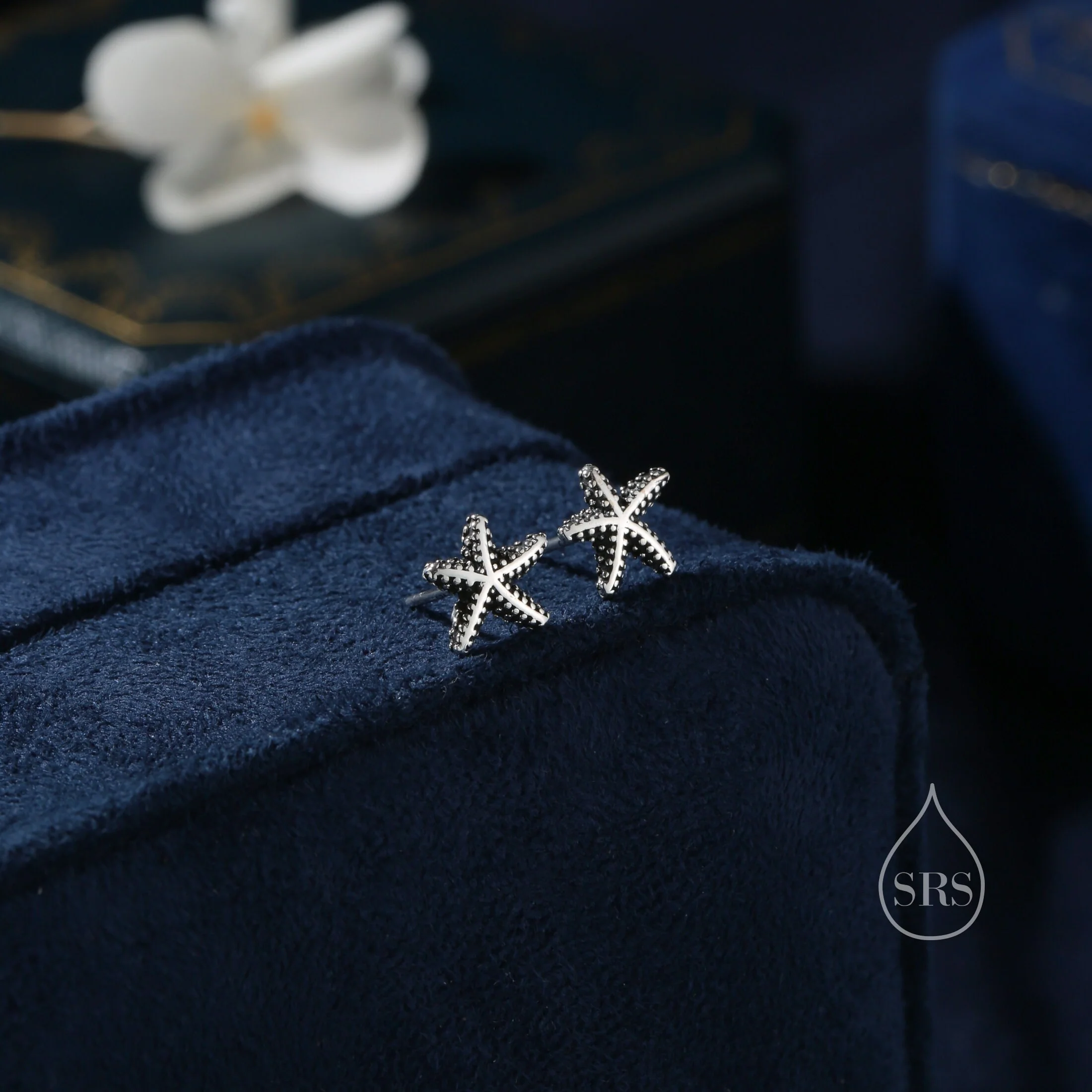 Oxidised Sterling Silver Star Fish Stud Earrings, Cute Sea Star Stud, Starfish Earrings, Nature Inspired Fish Earrings, Starfish Earrings - Image 5