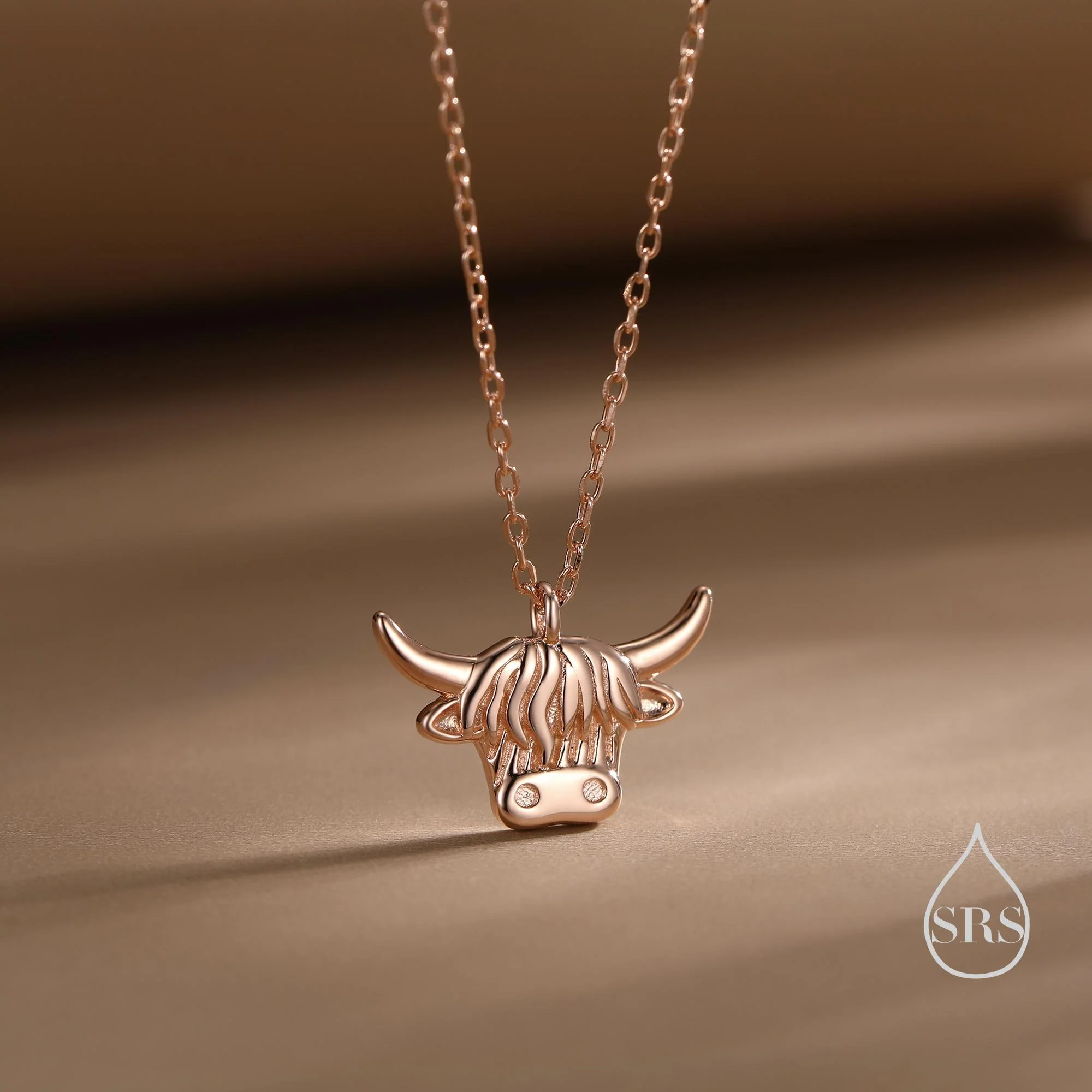 Oxidised Sterling Silver Highland Cow Pendant Necklace, Silver, Gold or Rose Gold Finish, Delicate Highland Cow Necklace, Scottish Jewellery - Image 3