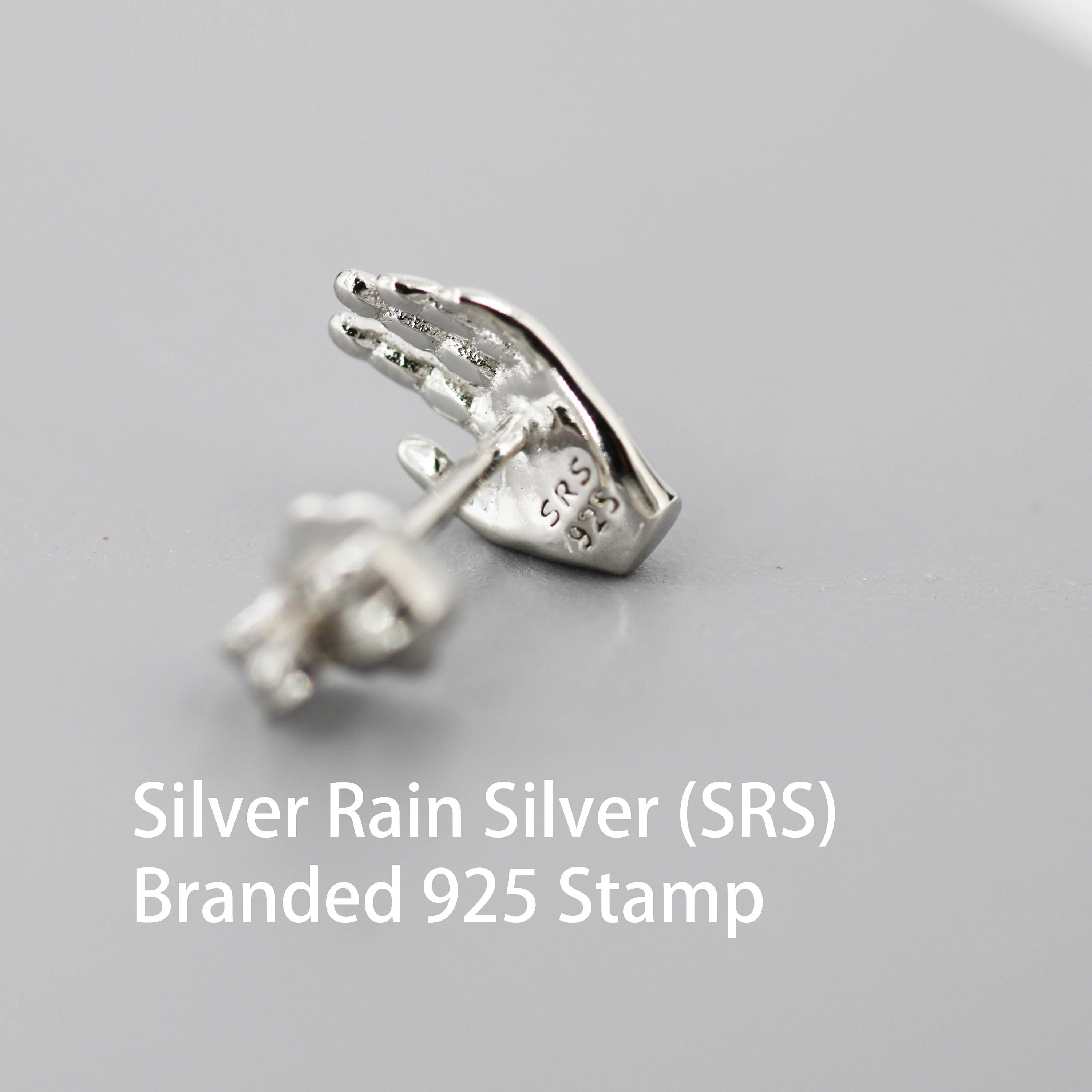 Pair of Hand Stud Earrings in Sterling Silver, Silver or Gold, Fingers Earrings, Fun and Quirky Design - Image 8