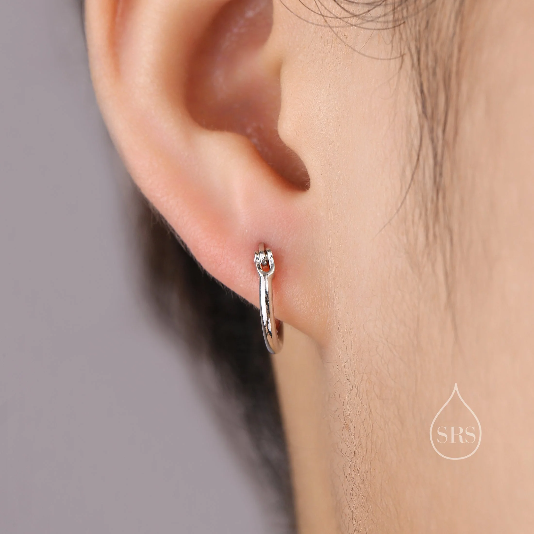 Pair of Minimalist Huggie Hoop Earrings in Sterling Silver, Plain Hoop Earrings , Two Sizes Available, Simple Hoop Earrings - Image 3
